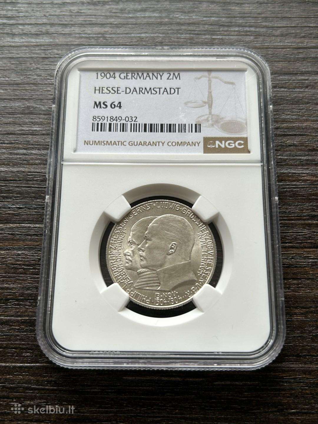Vokietija 2 markes 1904 Hesse Ngc Ms64
