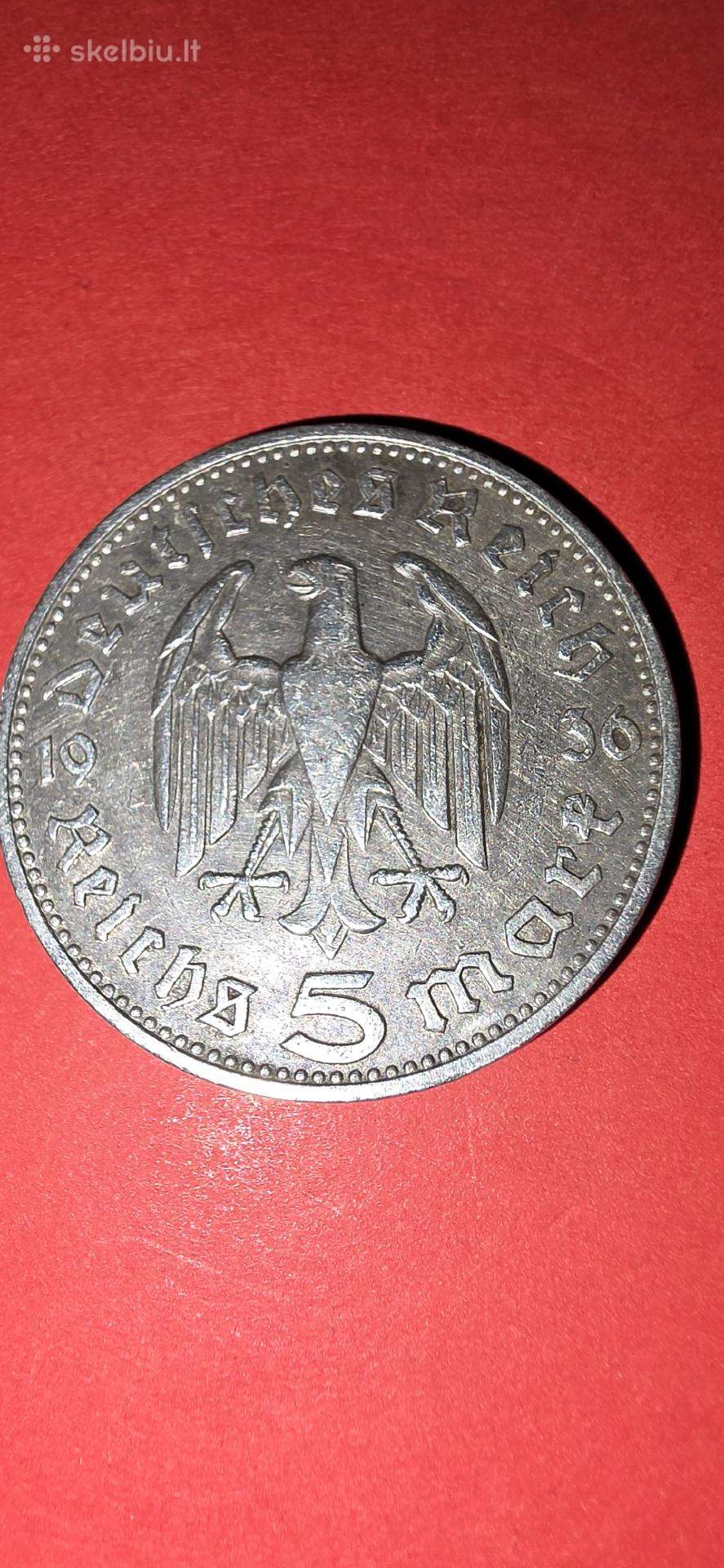 Vokietija 5 markės 1936,sidabras 0,900-13,89gr.