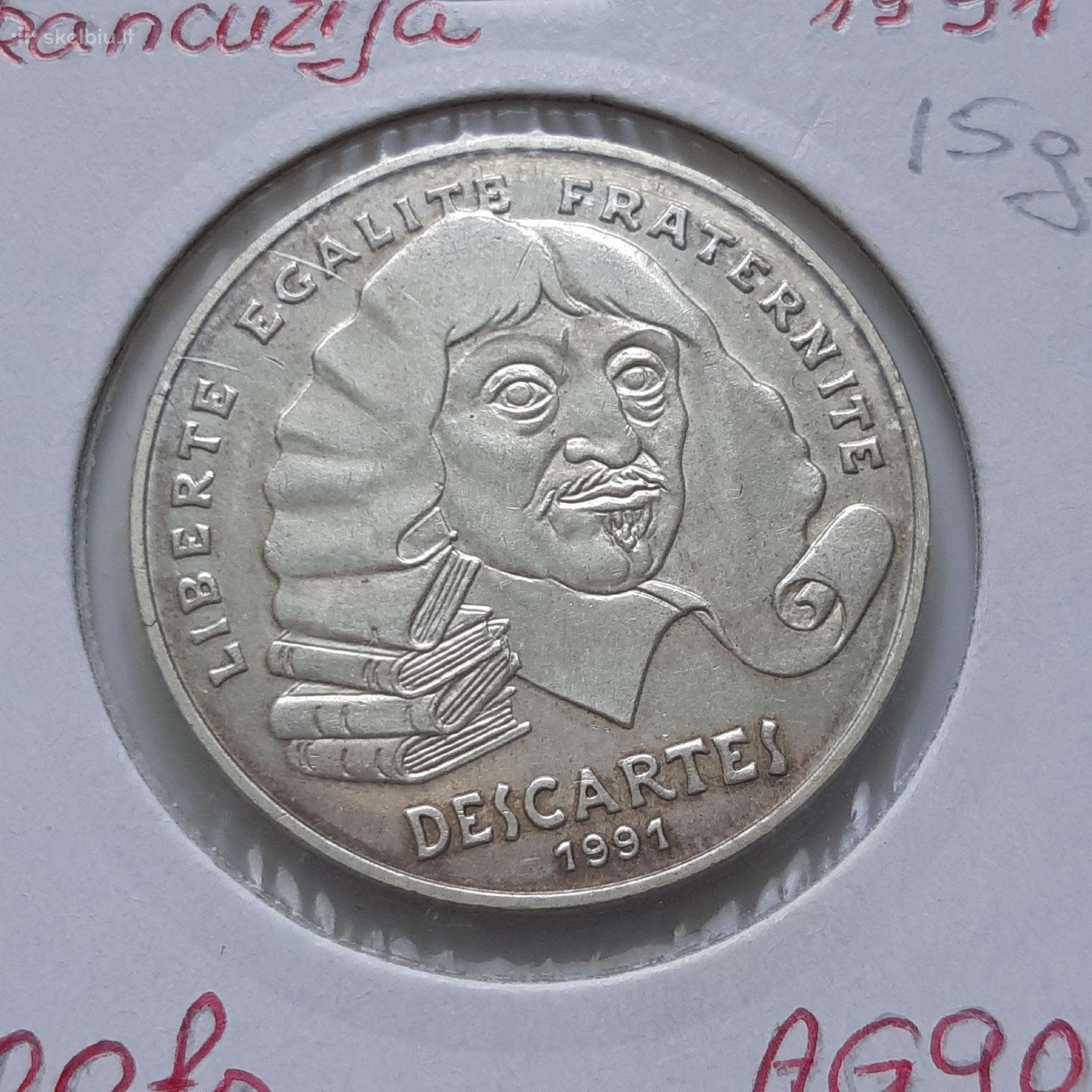 Prancūzija 100 frankų sidabras 1991