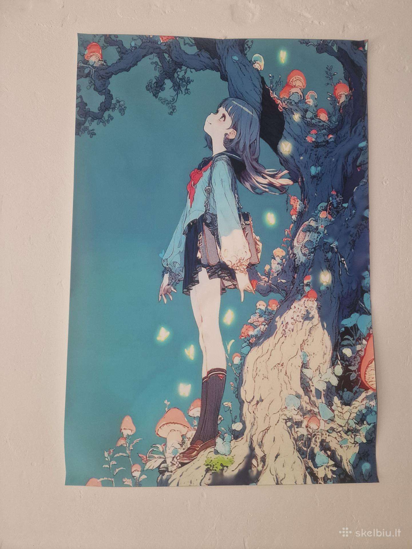 Anime girl forest fantasy print 70 x 50cm