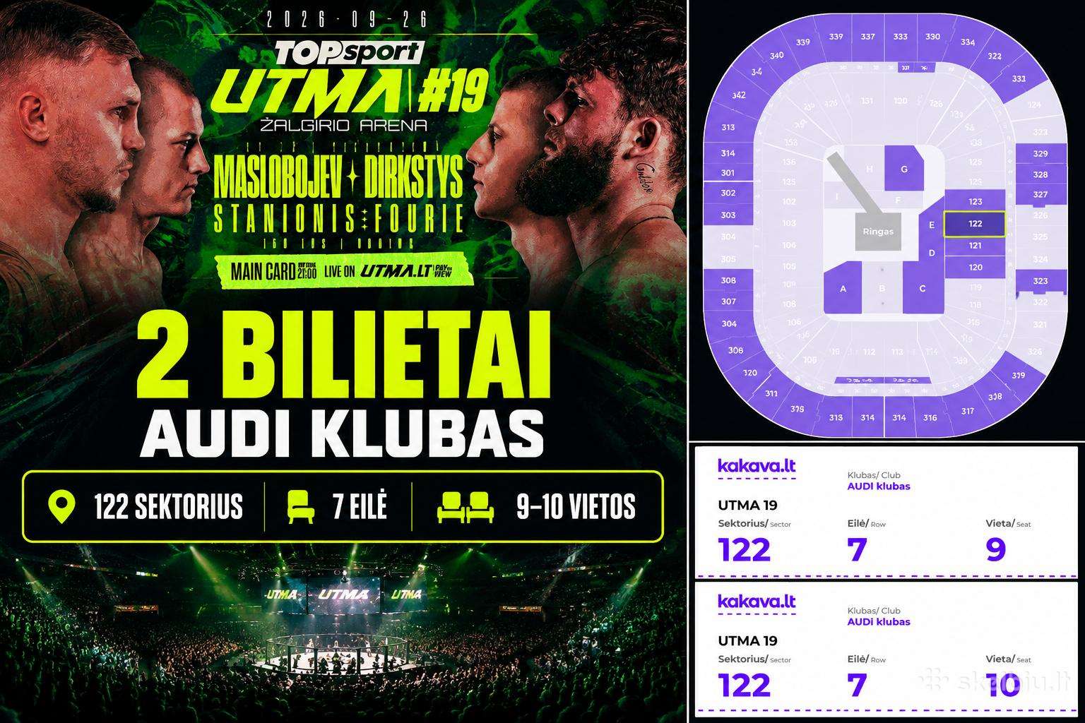 Utma 19 – 2 bilietai Audi klubas 122 sekt.