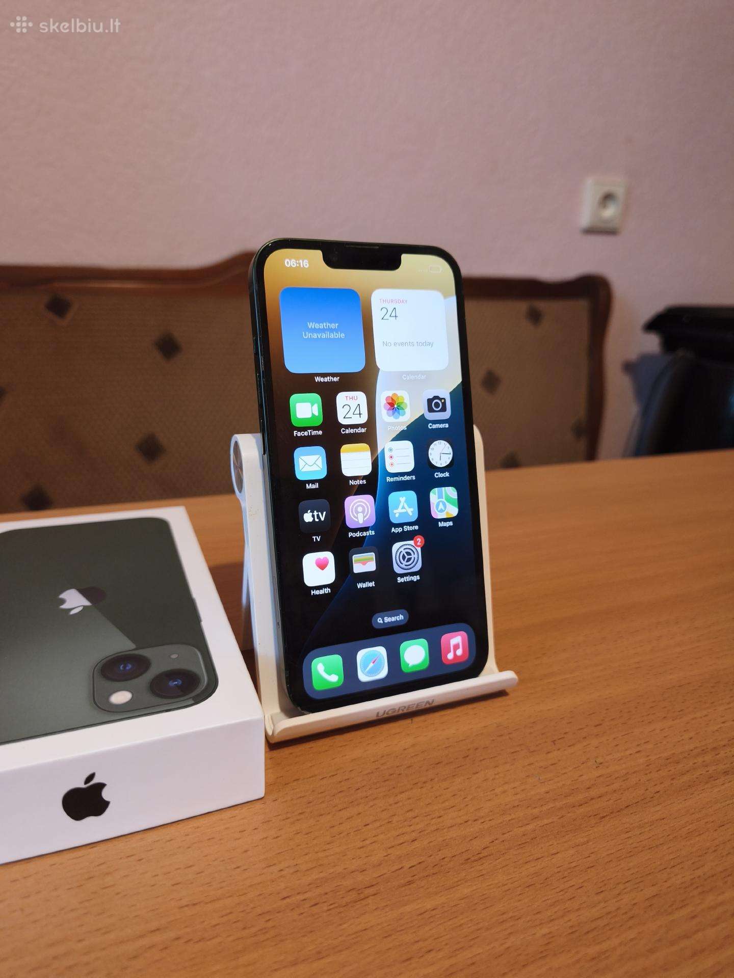 Žalias iPhone 13,128gb, battery health 100%