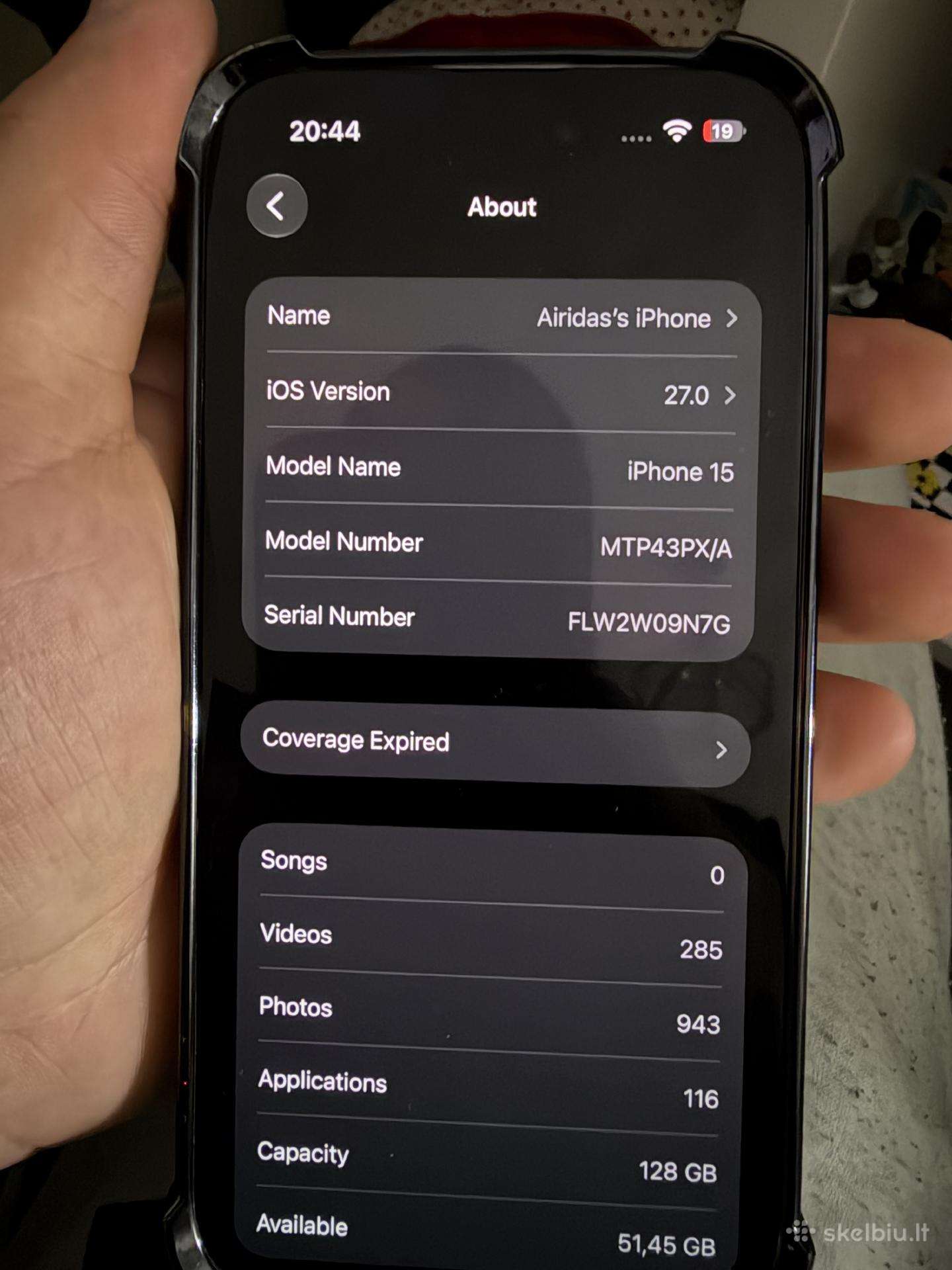 Parduodamas iPhone 15 128gb, blue (su dežute)