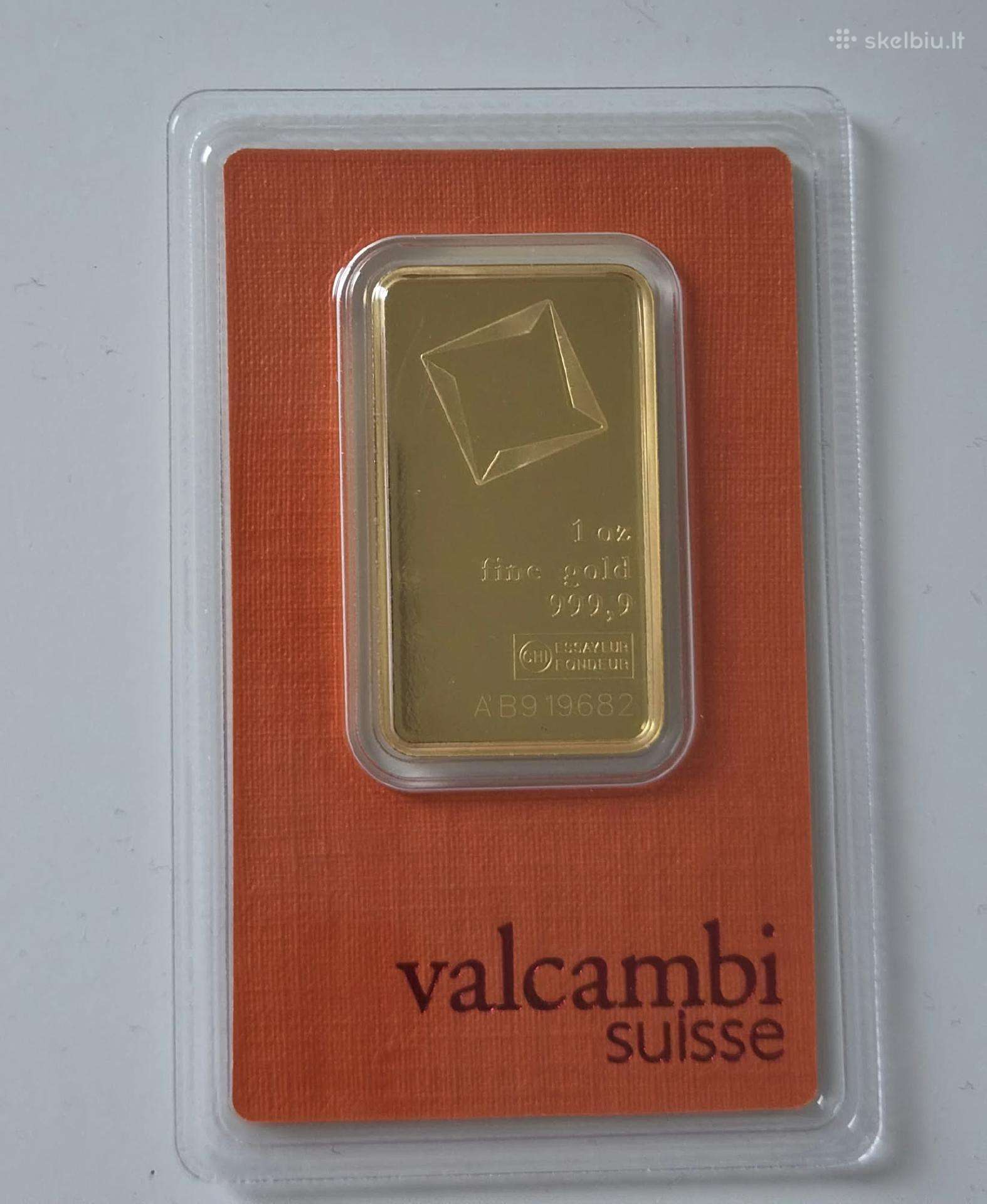 Parduodu 1 Oz valcambi aukso luitelį