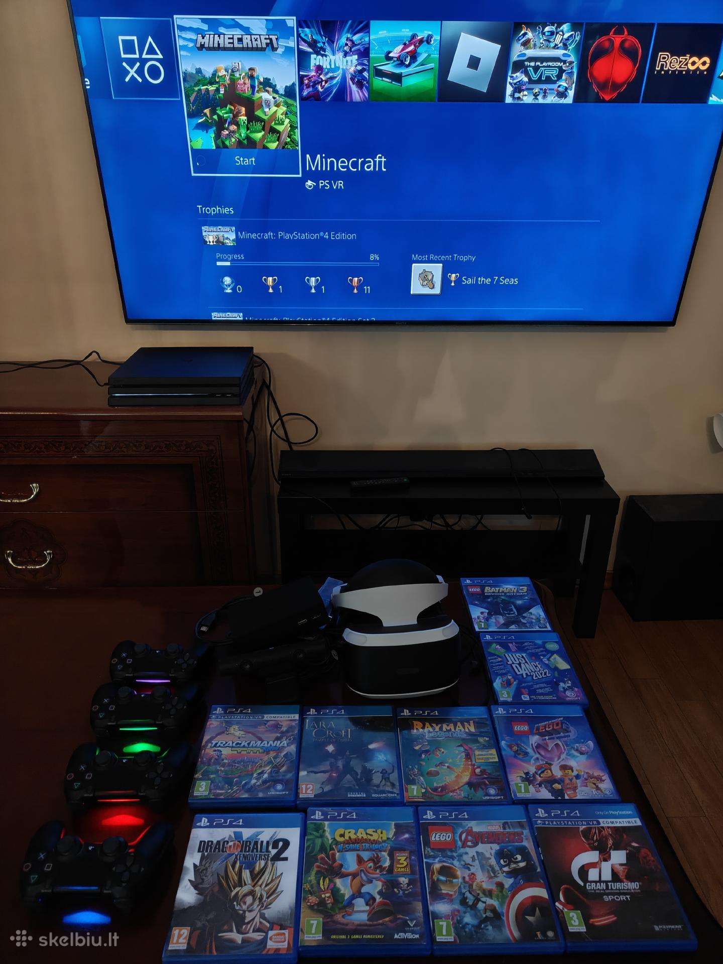 Ps4 Pro 1tb pilnas pramogų rinkinys + Psvr