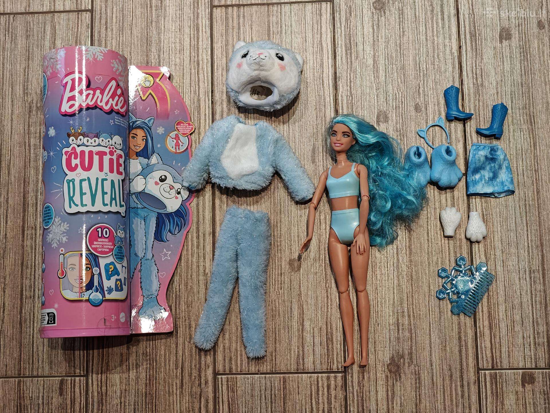 Barbie Cutie Reveal lėlė su husky kostiumėliu