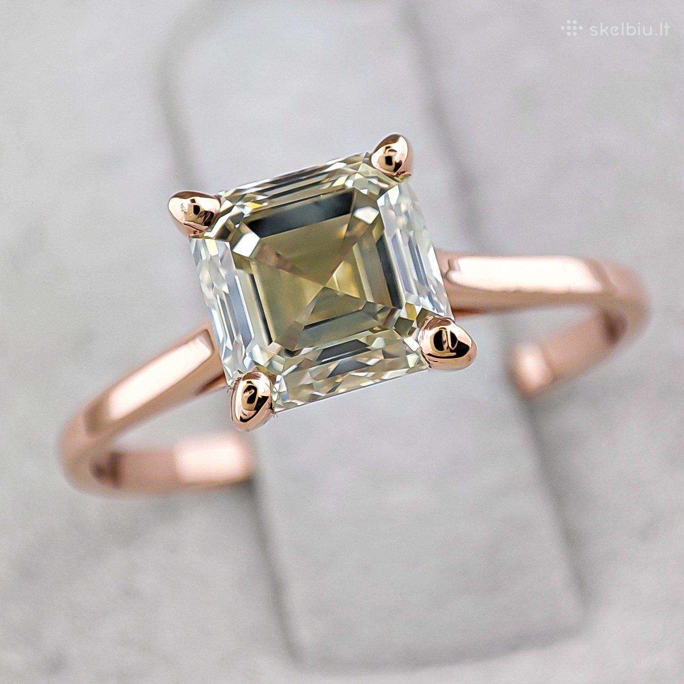 14k aukso žiedas, natūralus deimantas 1,38 ct, Vs2