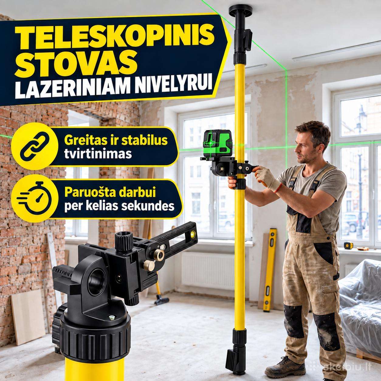 Teleskopinis stovas nivelyrui