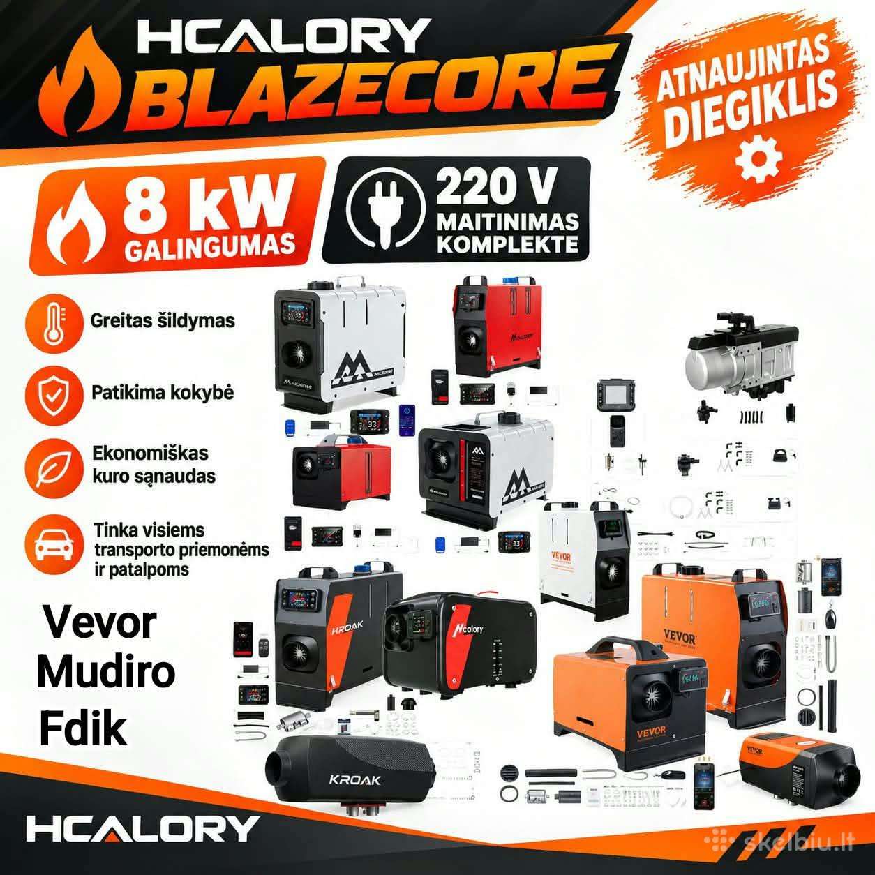 Dyzelinis šildytuvas Webasto 8kv 12v-24v-220v