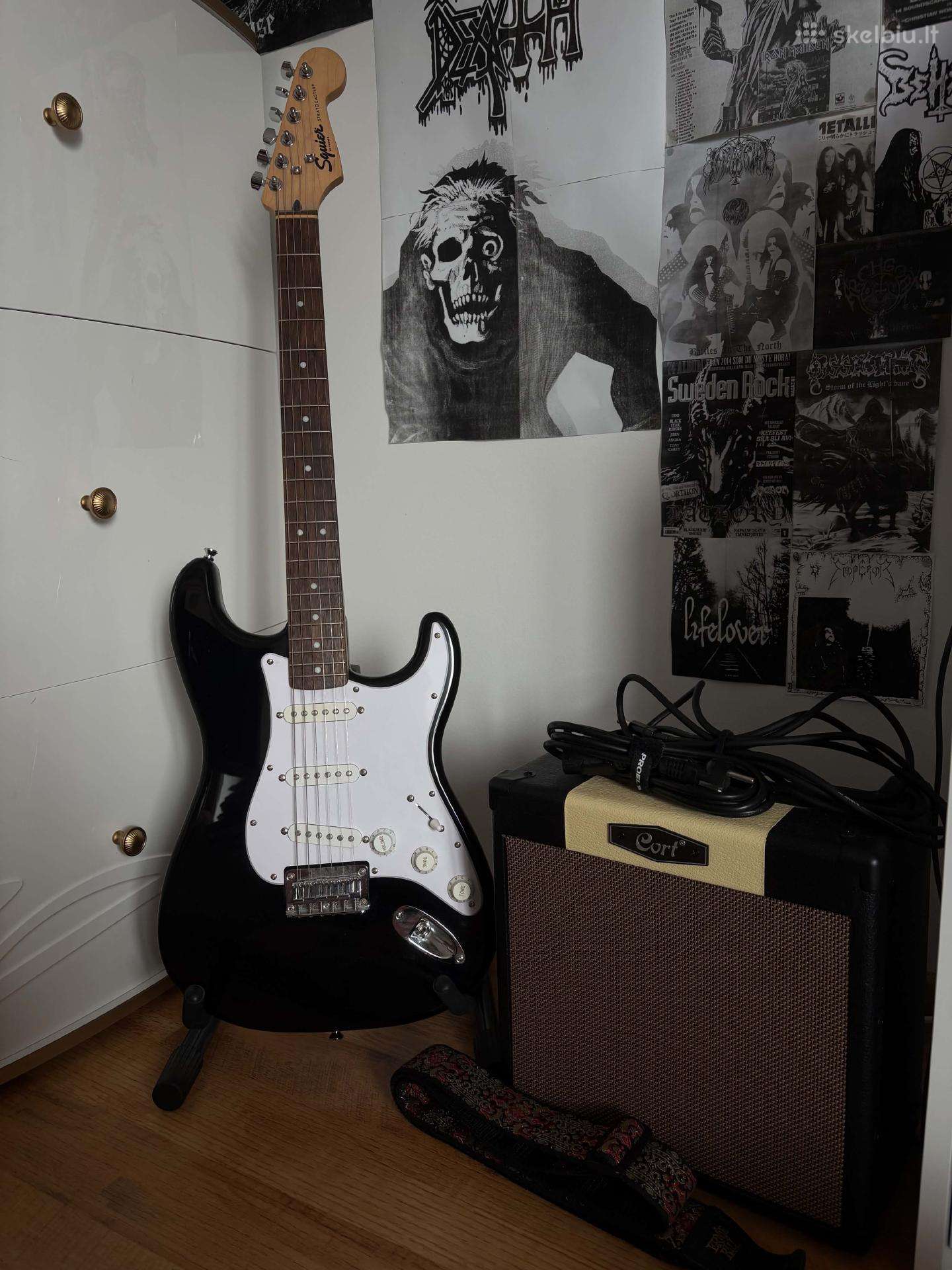 Fender stratocaster elektrinės gitaros komplektas