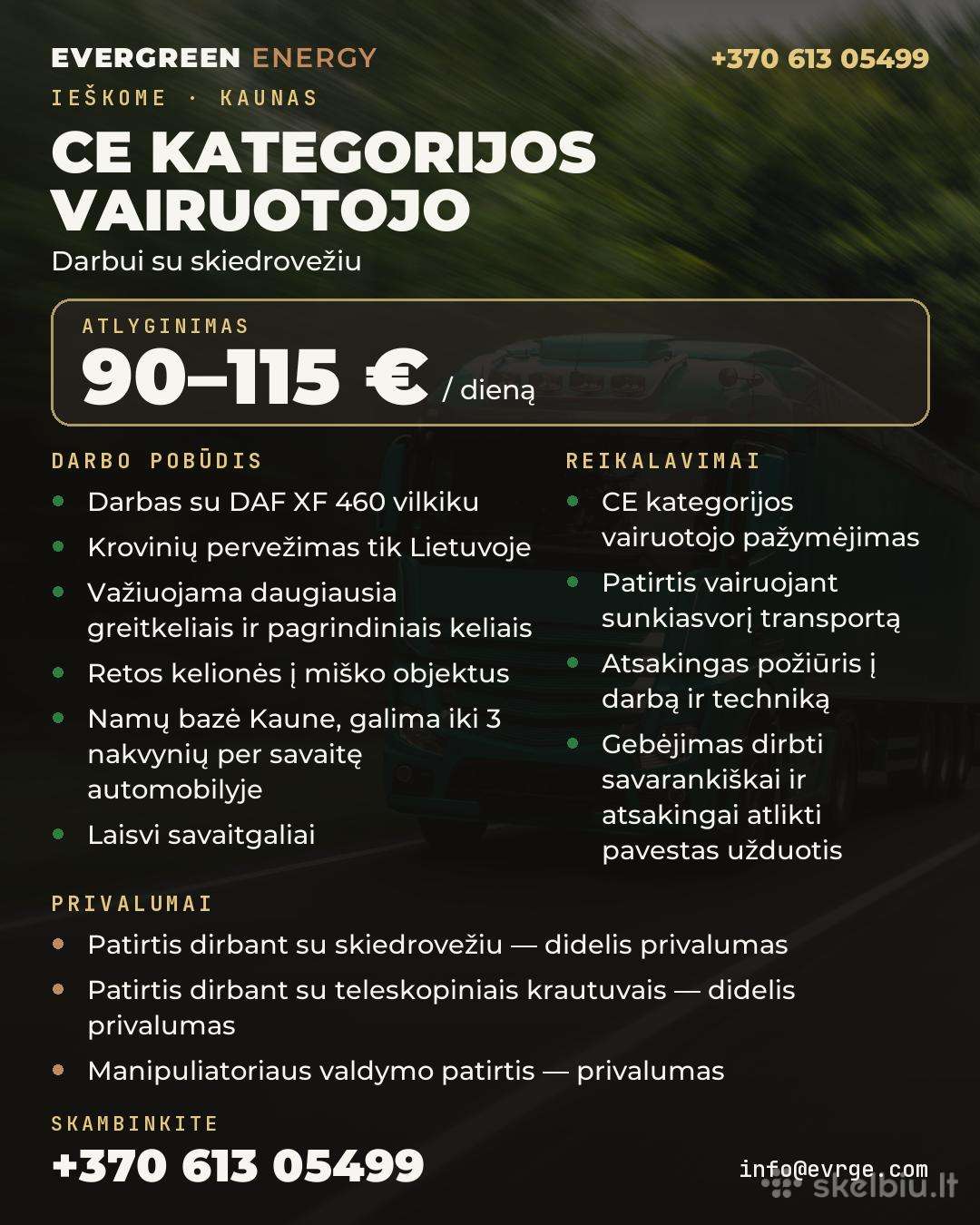 Ieškome Skiedrovežio Vairuotojo