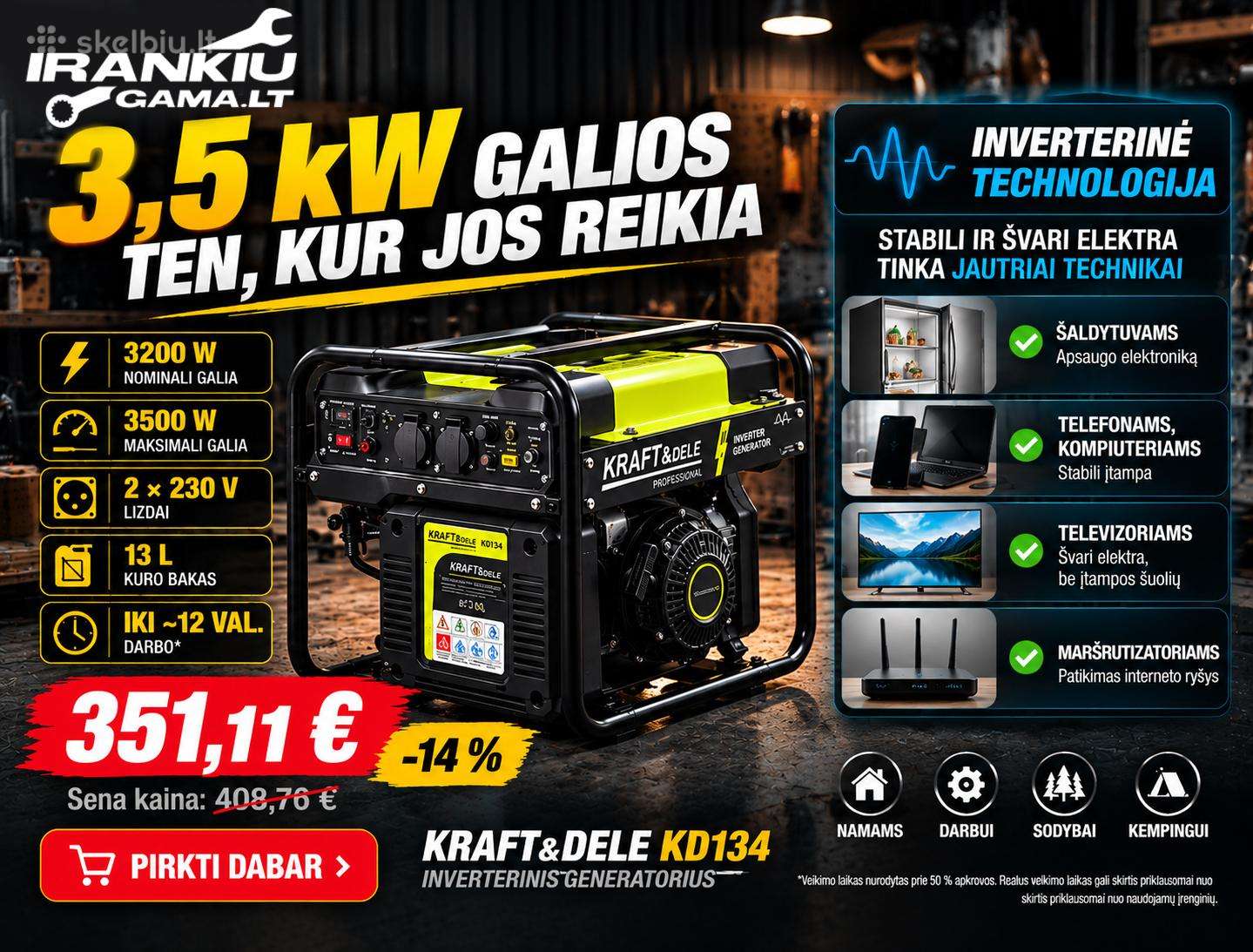 Elektros generatorius 3500 W