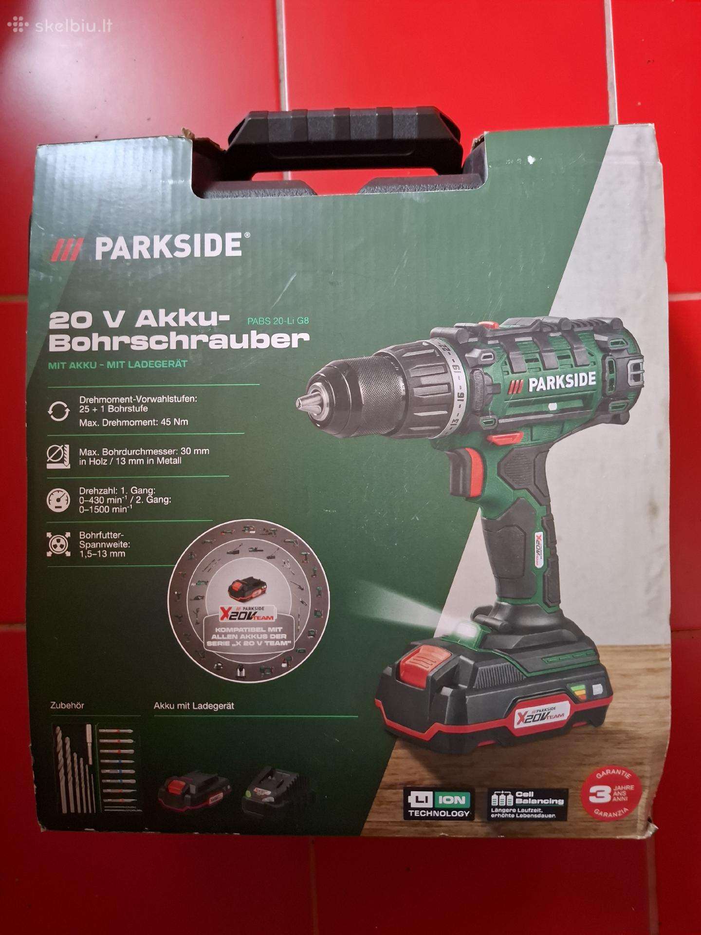 Parkside akumuliatorinis suktuvas. komplektas