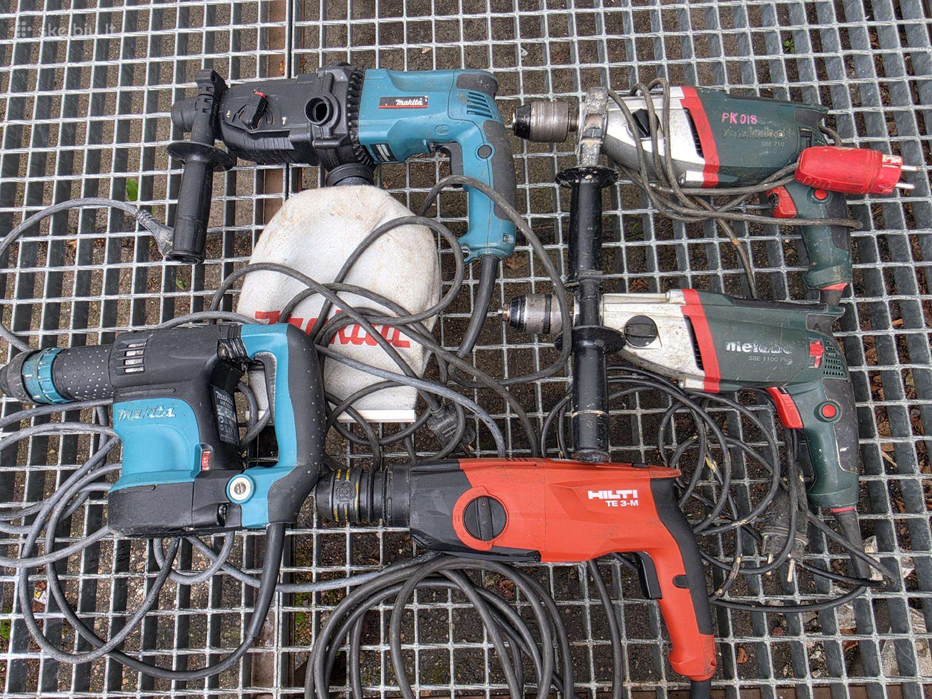 Hilti, Makita, perforatoriai, Metabo grežtuvai