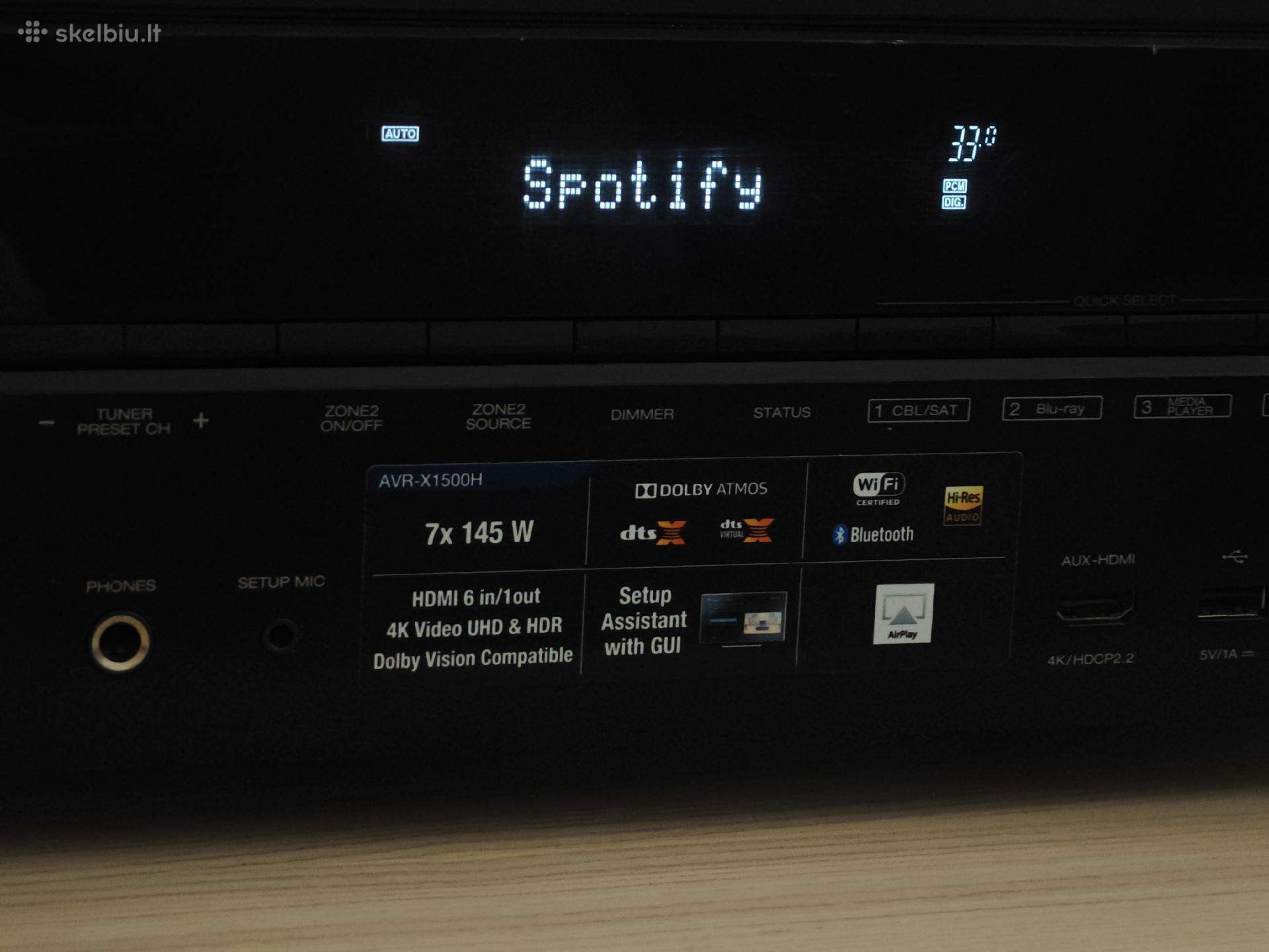 Denon avr x1500h Bt WiFi Atmos arc hires Spotify