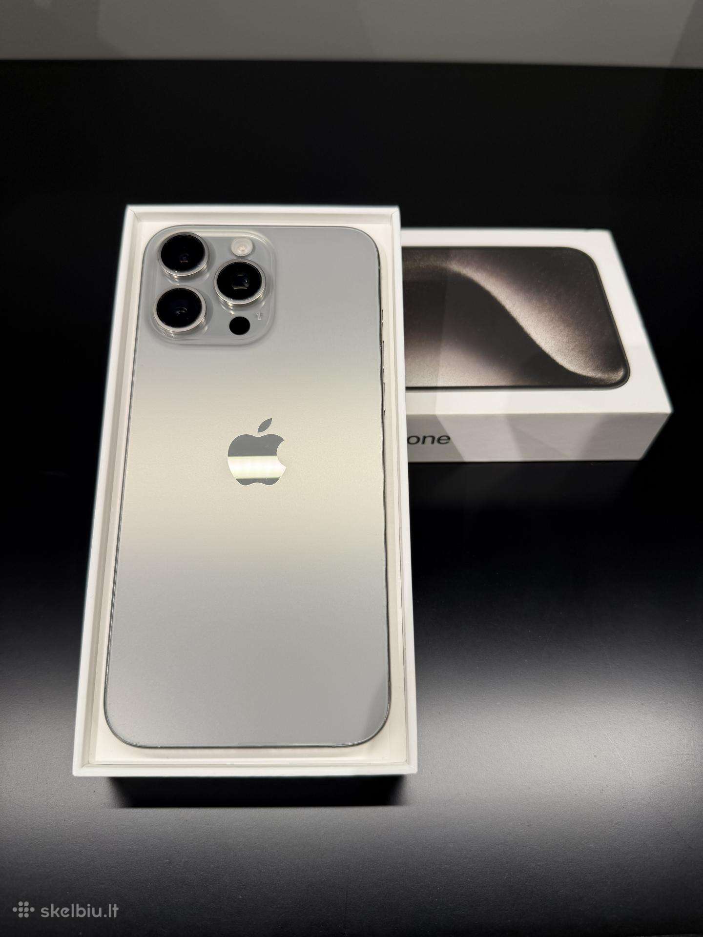iPhone 15 Pro Max 256 GB–puikios būklės+3 dėklai