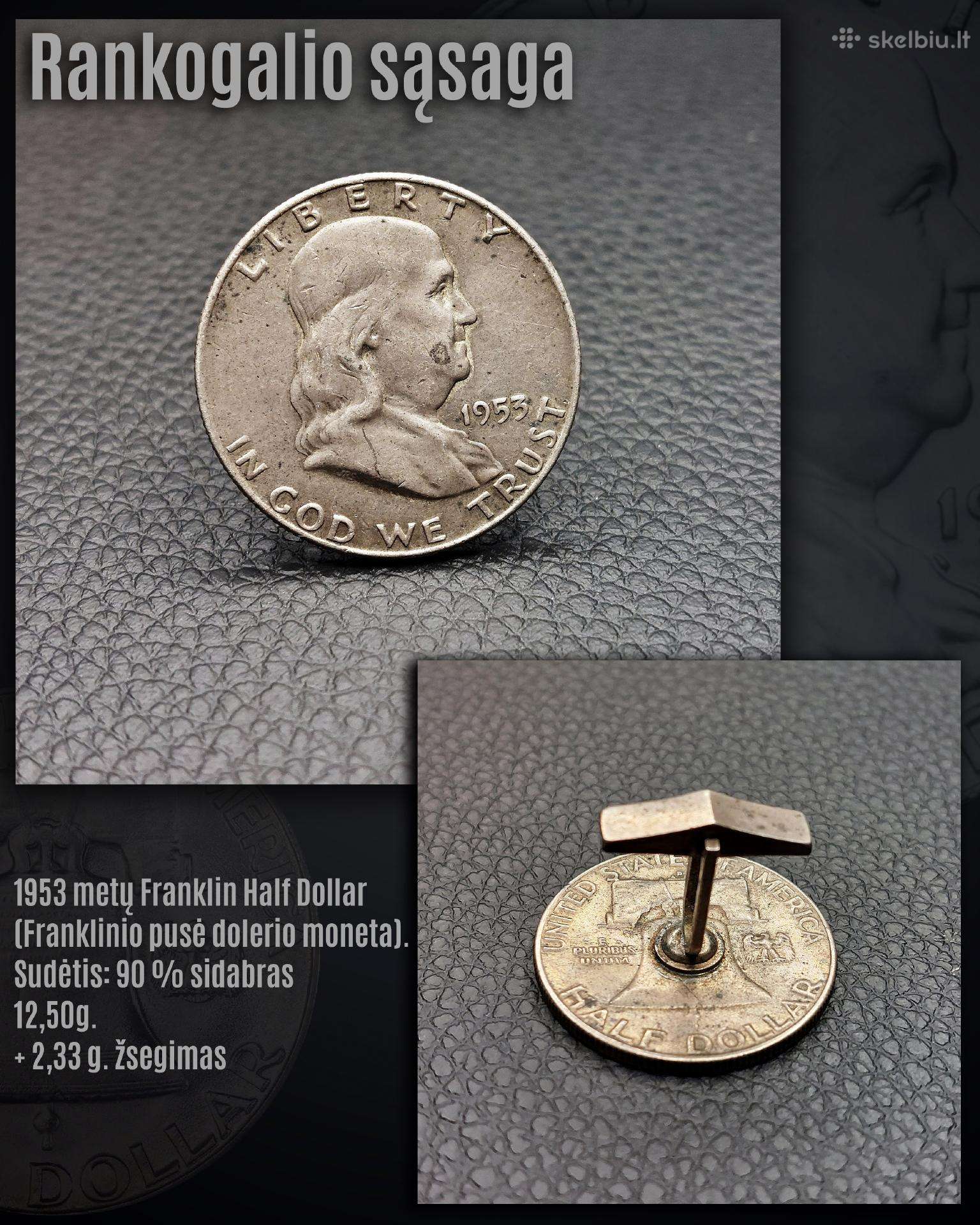 Sidabriniė sąsaga Franklin 1948–63 m. moneta JAV