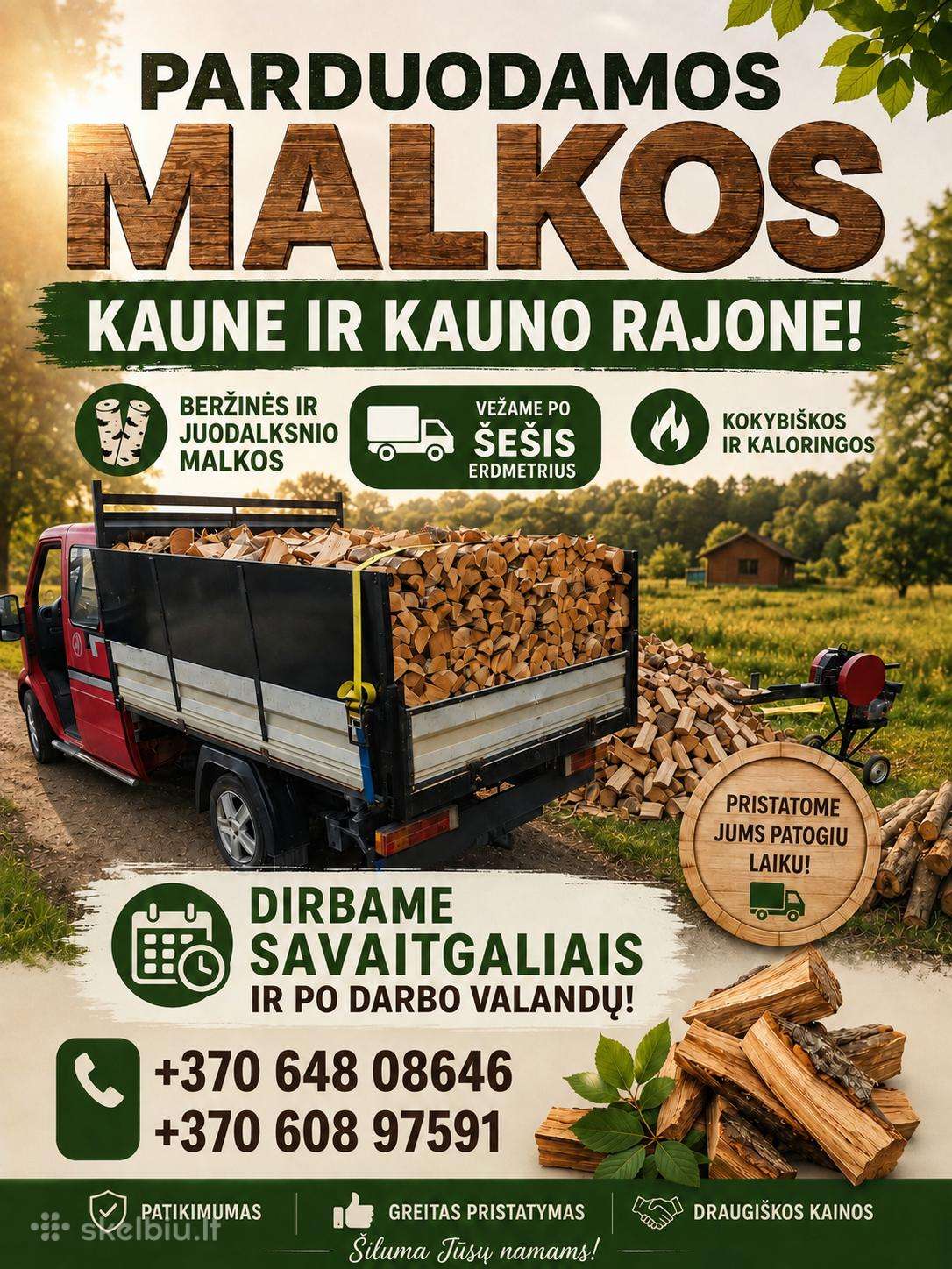 Beržinės ir juodalksnio malkos kaune ir aplink