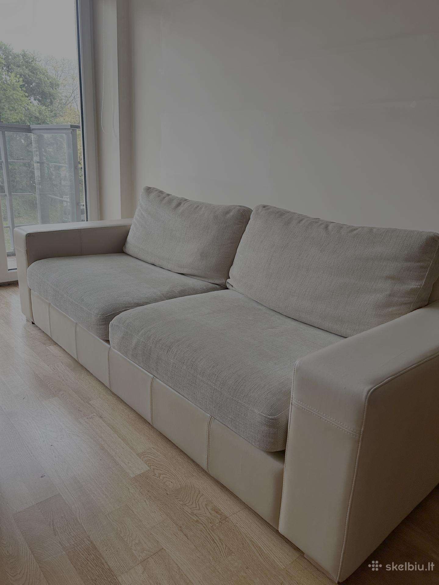 Atiduodu sofa-lova, pufas ir kavos staliukas