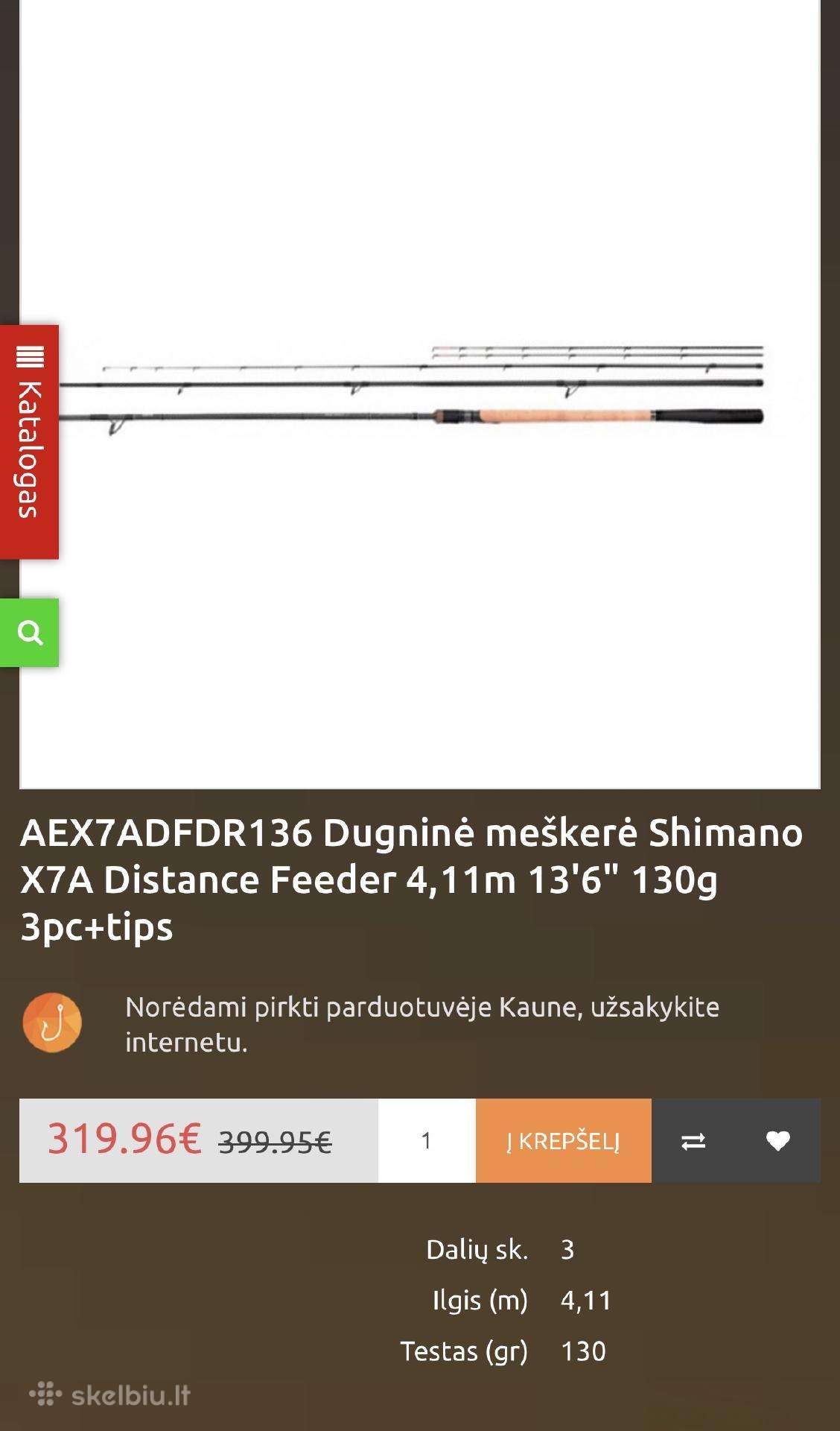 Parduodu Shimano X7 Distance 411/130g feeder meške
