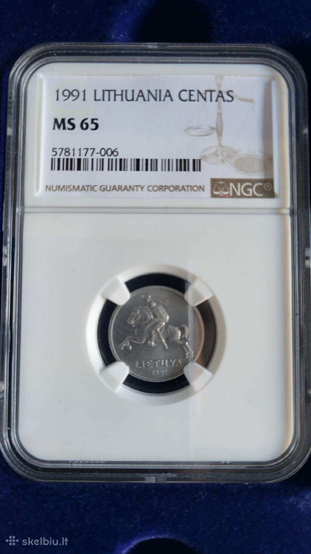 1991m 1 centas ms 65