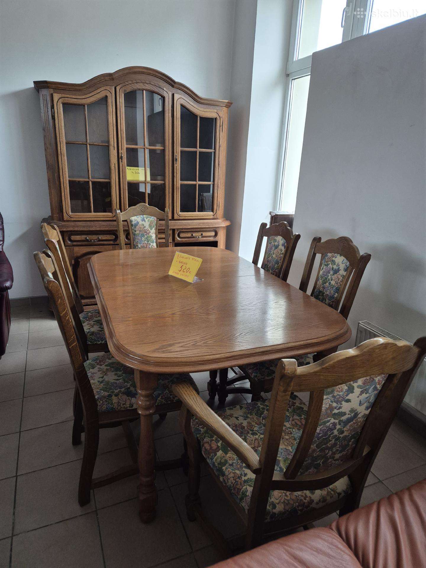 Ąžuolinis, tvirtas valgomojo stalas + 6kėdės