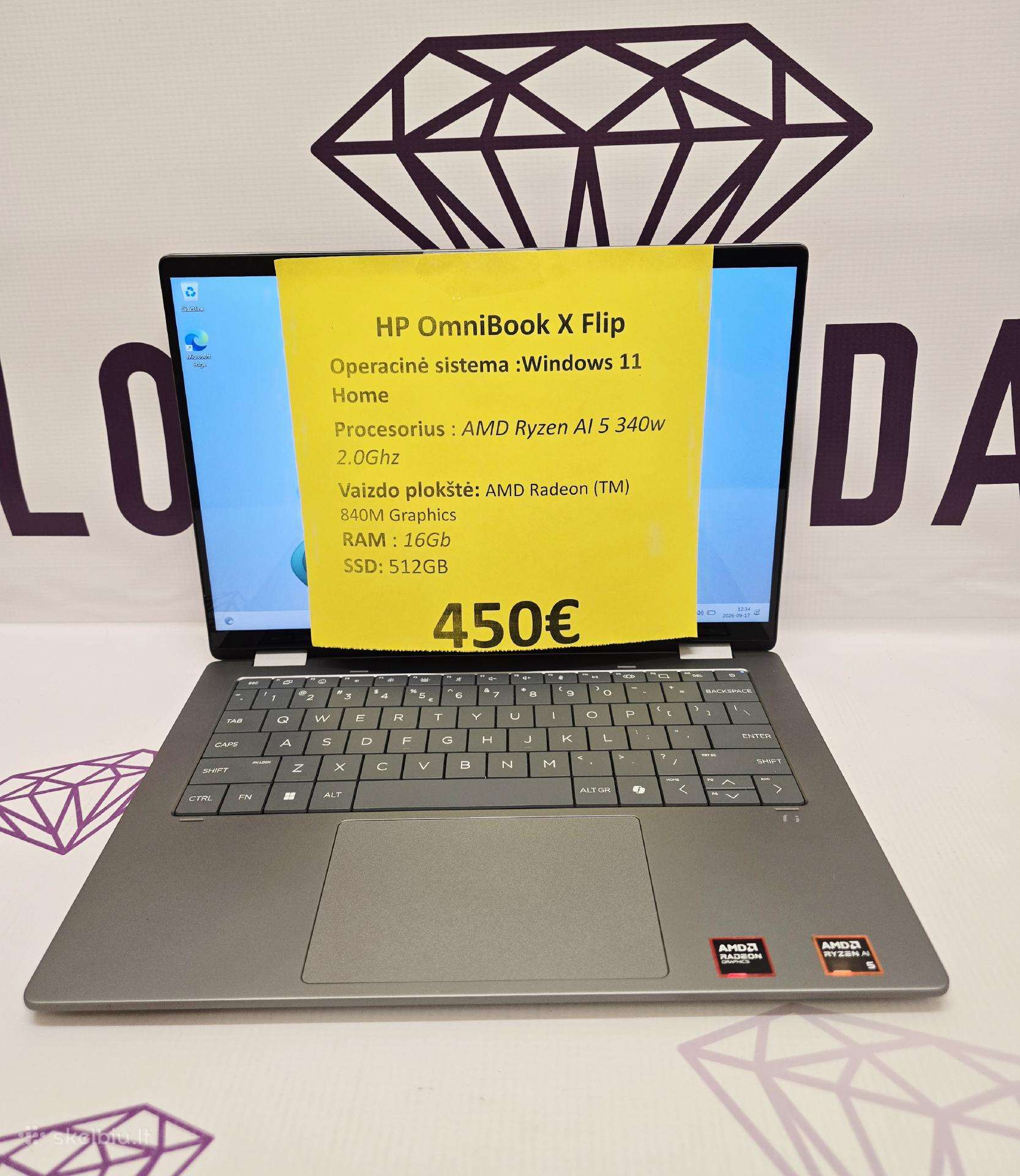 Hp Omnibook X Flip 14 (Ryzen Ai 5). Siunčiame