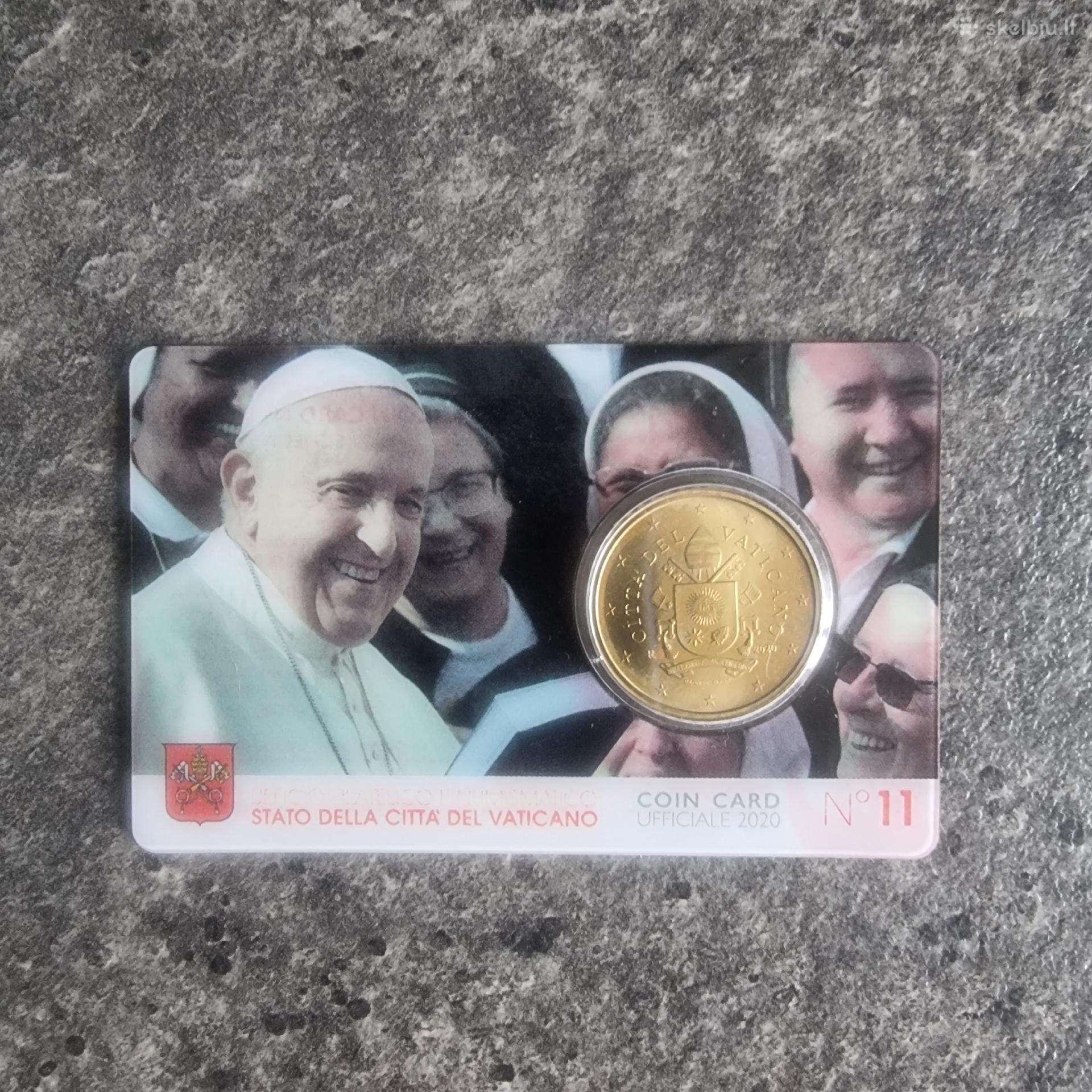 Vatikano monetos kortelėse 50 euro centų