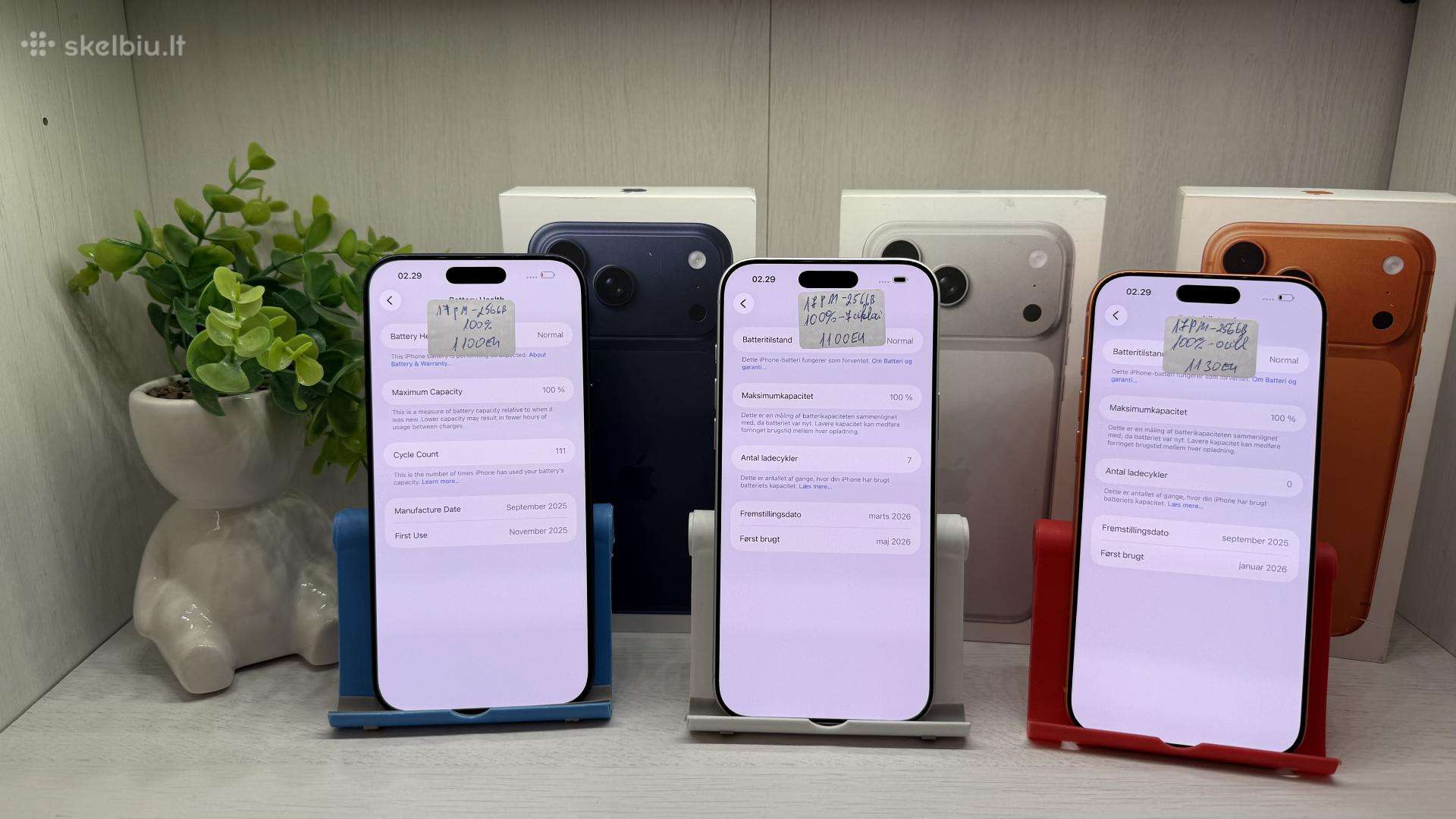 17 pro max - 256gb, kaip Nauji (100%) baterijos!