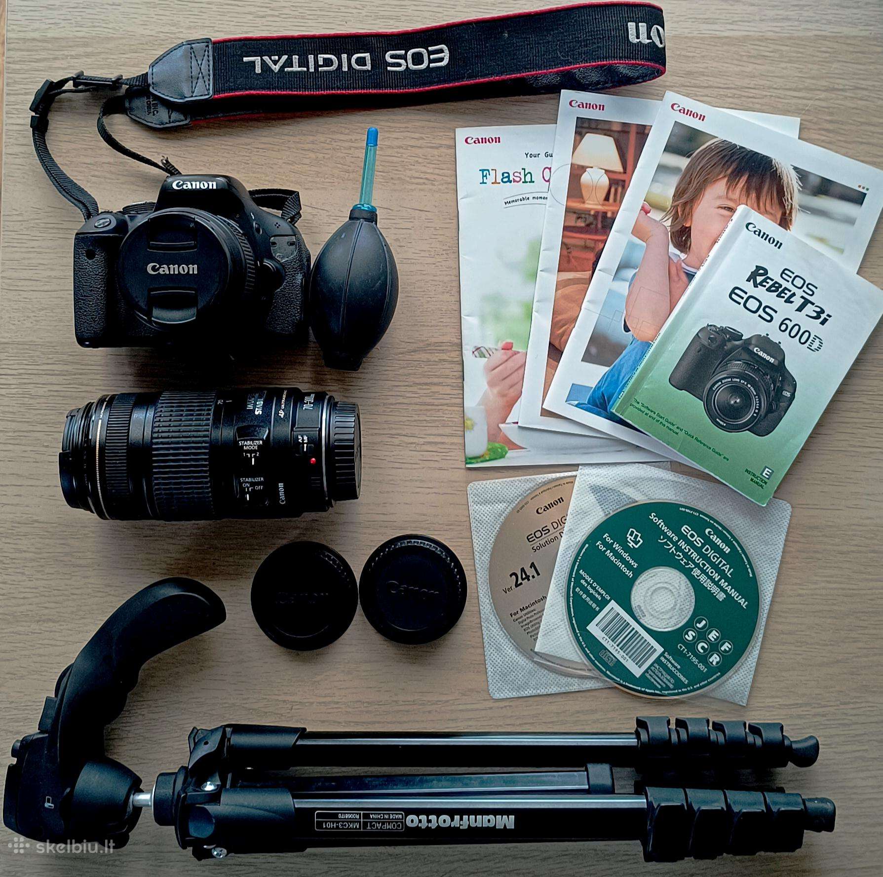 Canon EOS 600d su 2 objektyvais ir stovu