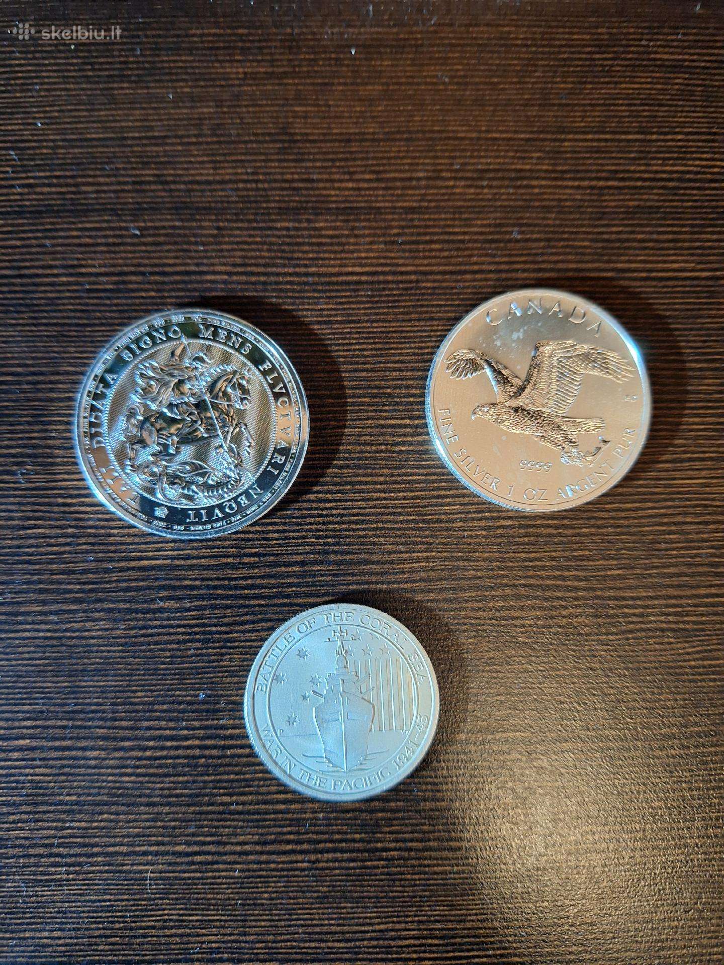 Parduodu sidabrines monetas – 1 oz 1/2 oz