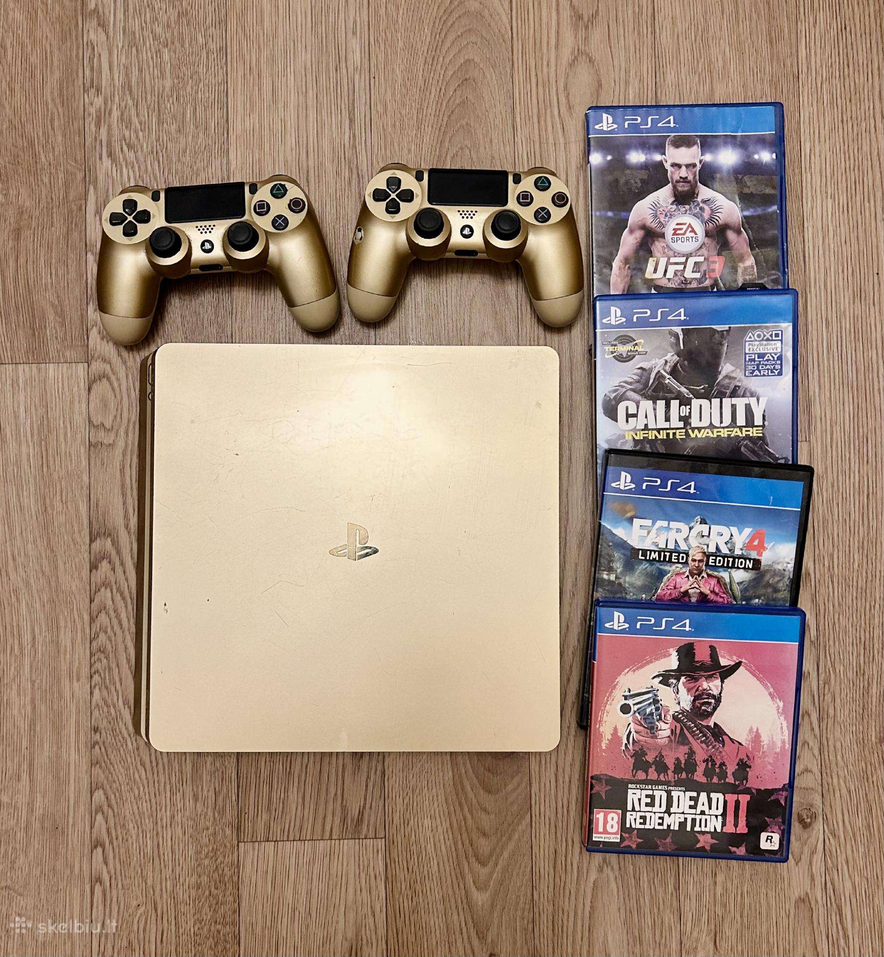 Ps4 Slim Gold + 4 žaidimai