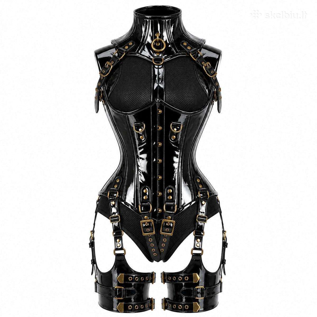 Sexy Pvc korsetu komplektas