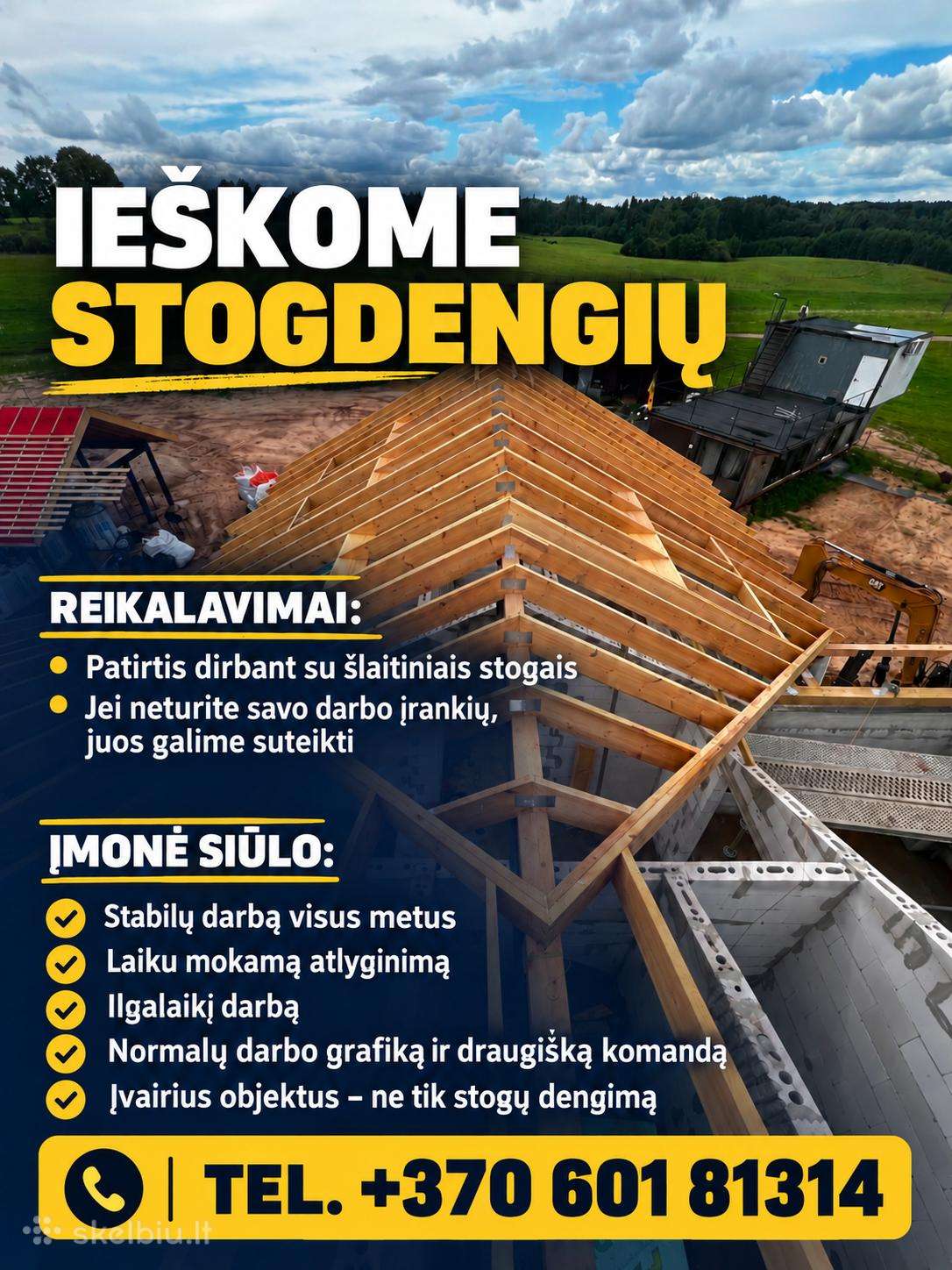 Ieškomas stogdengys prie stogu