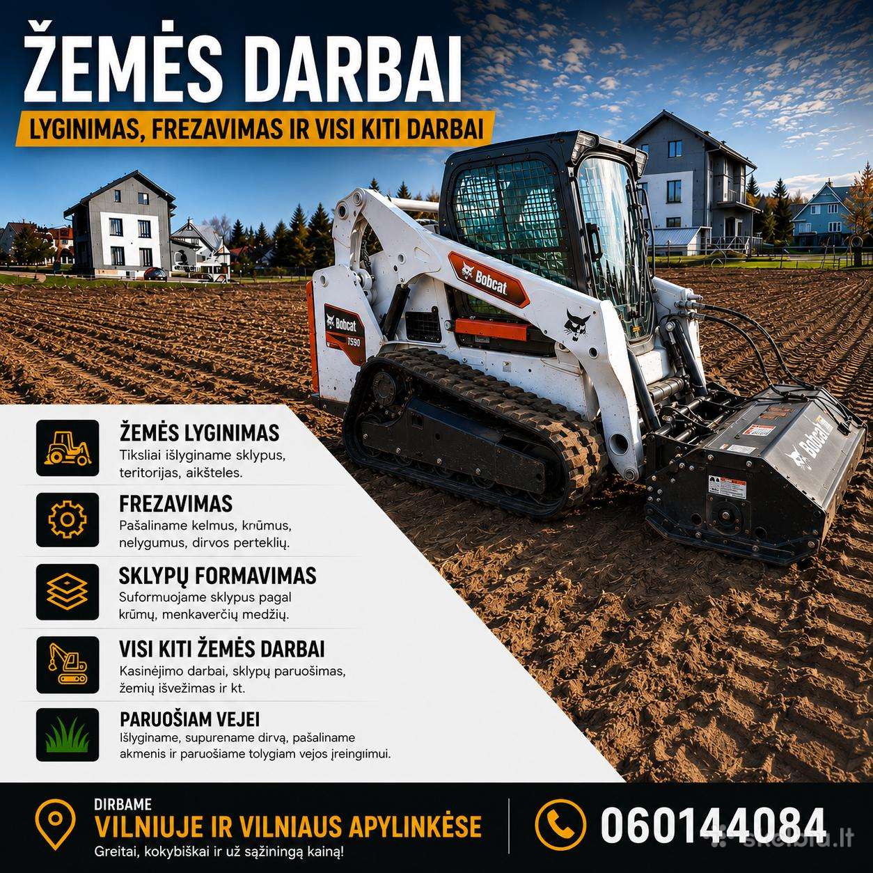 Bobcat T190, statybos transporto nuoma