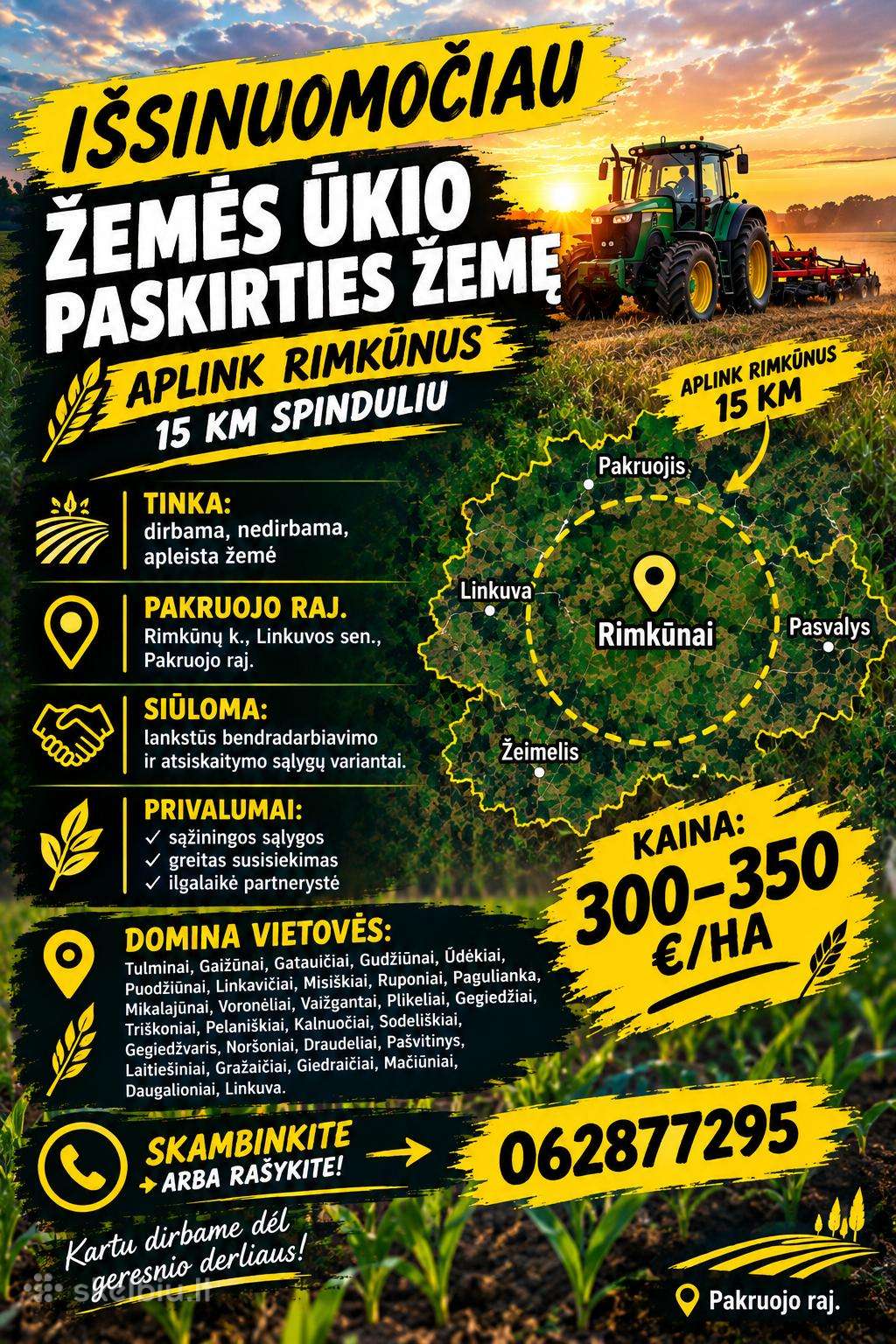 Išsinuomočiau žemės ūkio paskirties žemę