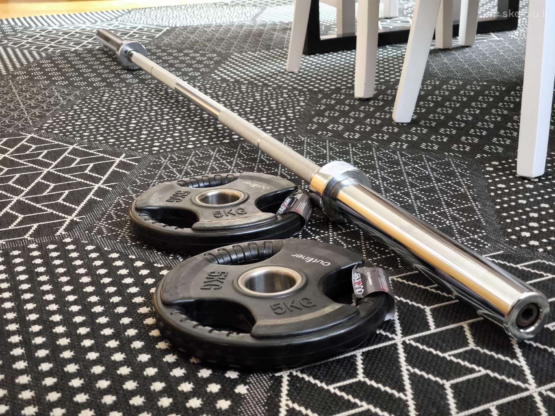 Naujas olimpinis grifas 16kg 200 su 10kg svoriais