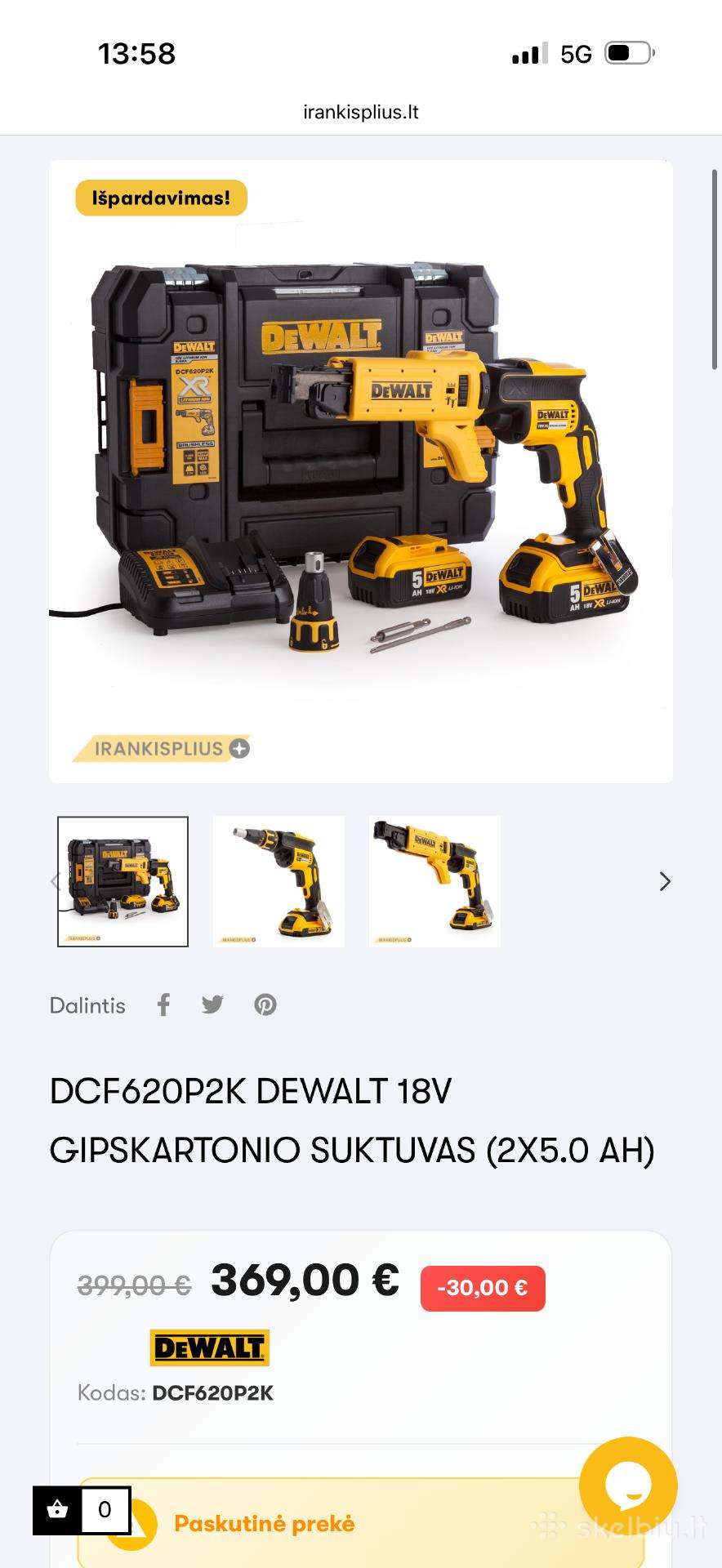 Dcf620p2k Dewalt 18v Gipskartonio Suktuvas