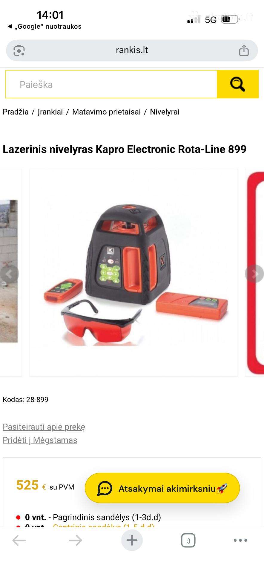 Lazerinis nivelyras Kapro Electronic Rota-line899
