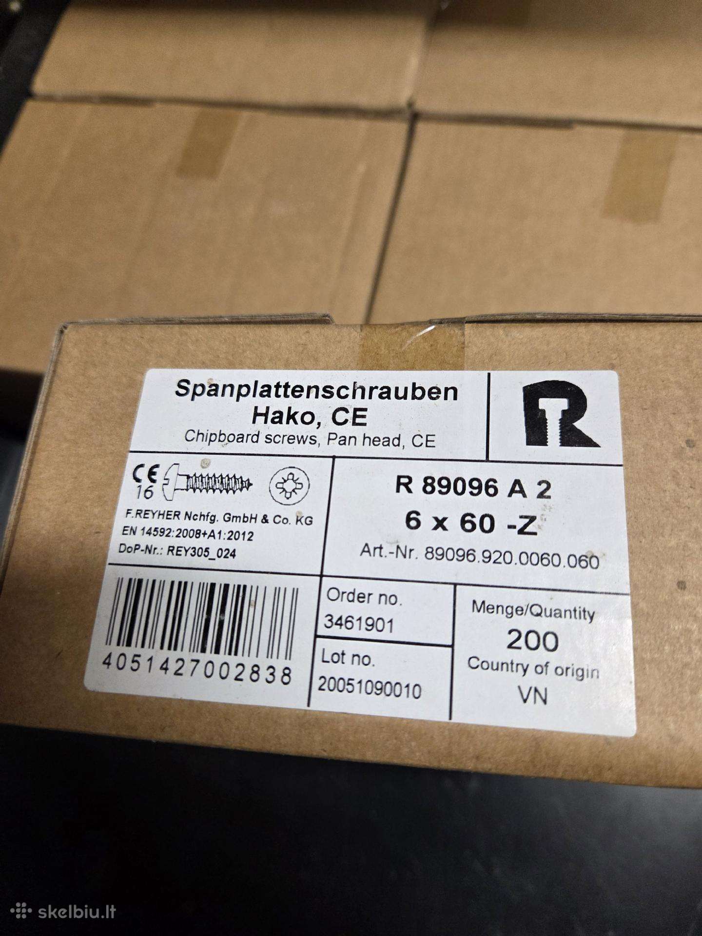 Nerūdijančio plieno medsraigčiai Reyher A2 6x60