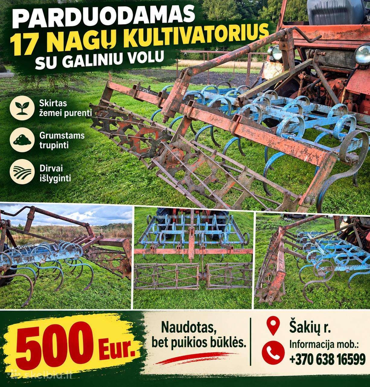 Kultivatorius su volu traktoriui