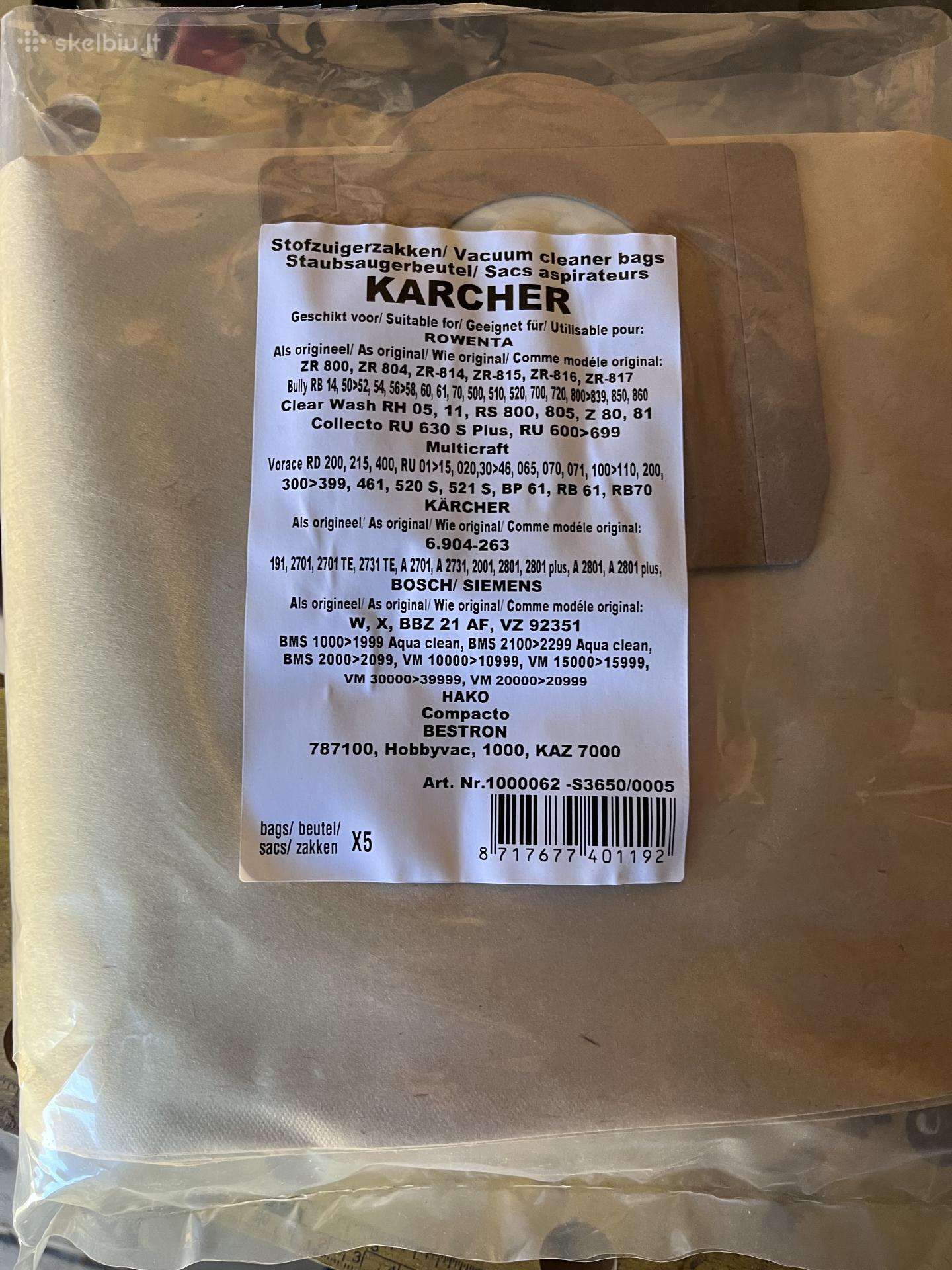 Dulkiu siurblio maiseliai, filtrai