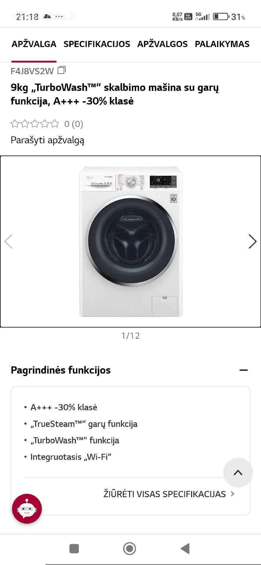 Parduodu LG skalbimo mašiną