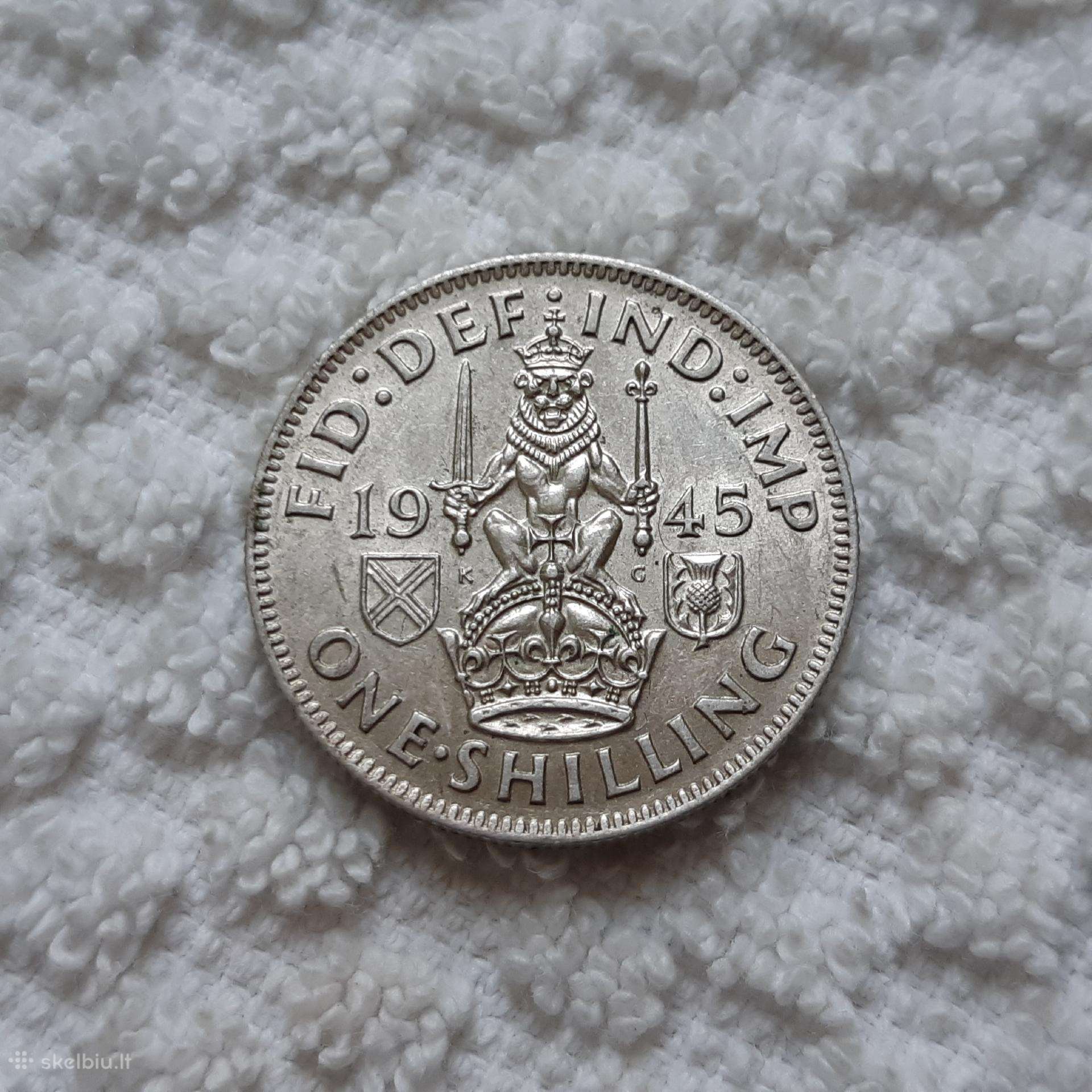 Didžioji Britanija 1 šilingas sidabras 1945