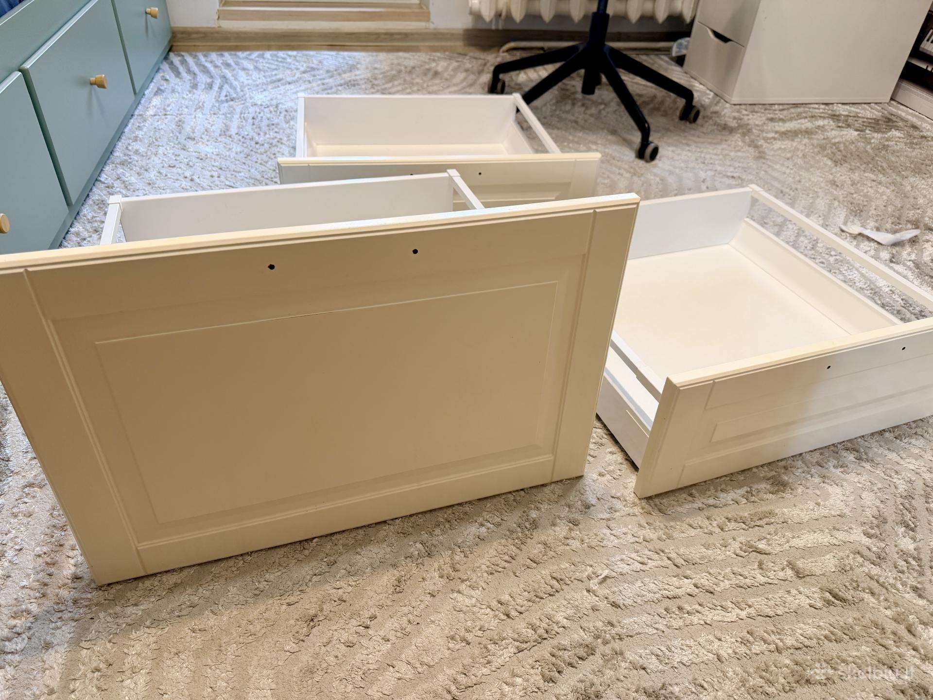 Ikea Bodbyn off-white stalčiai 60 cm – 3 vnt.
