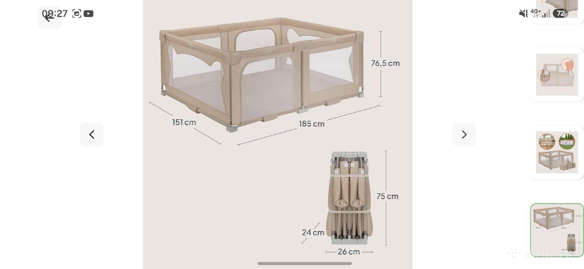 Maniežas Lionelo Florence Easy Fold 185 x 151 cm