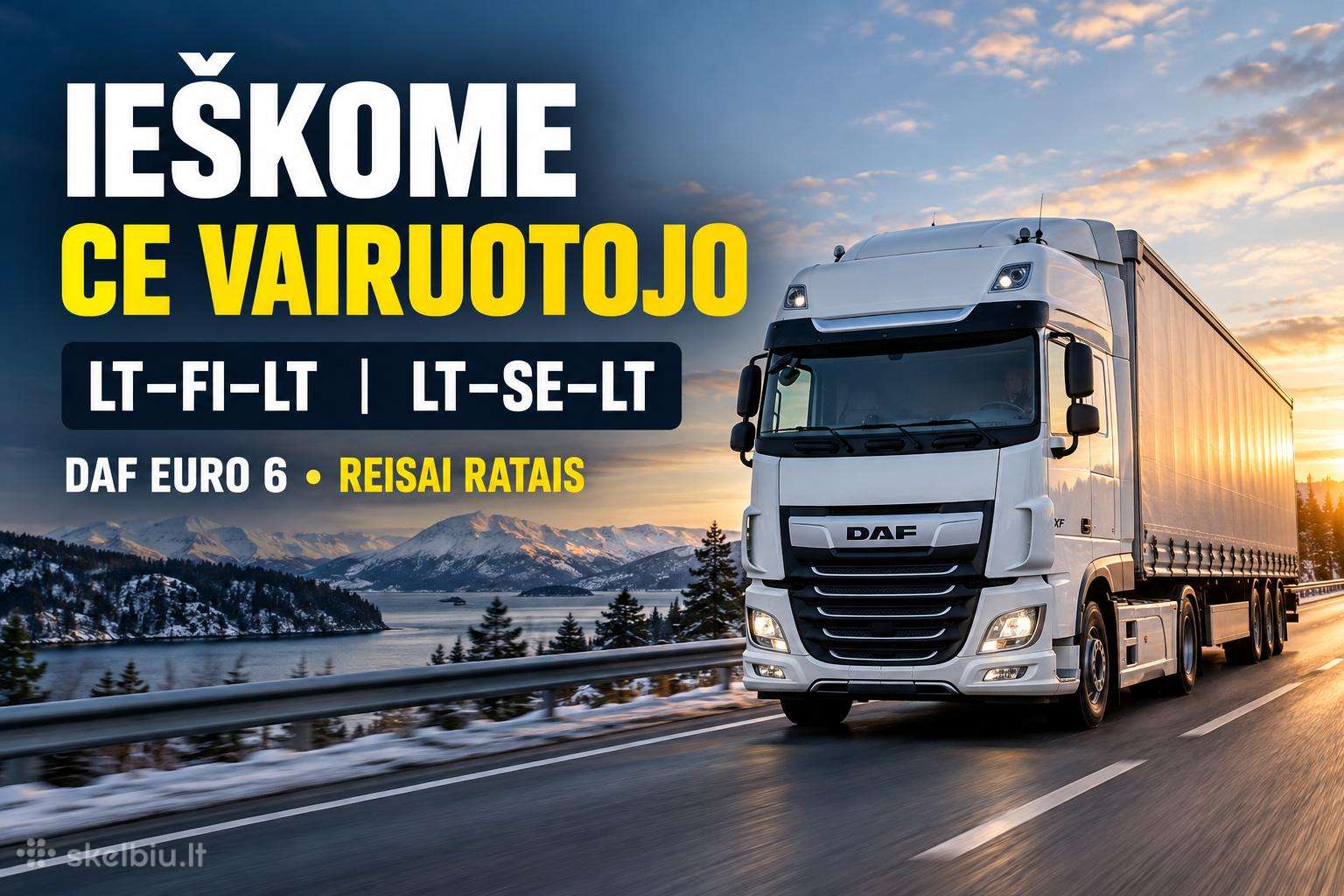 Ieškomas vairuotojas ratais LT-fin-LT