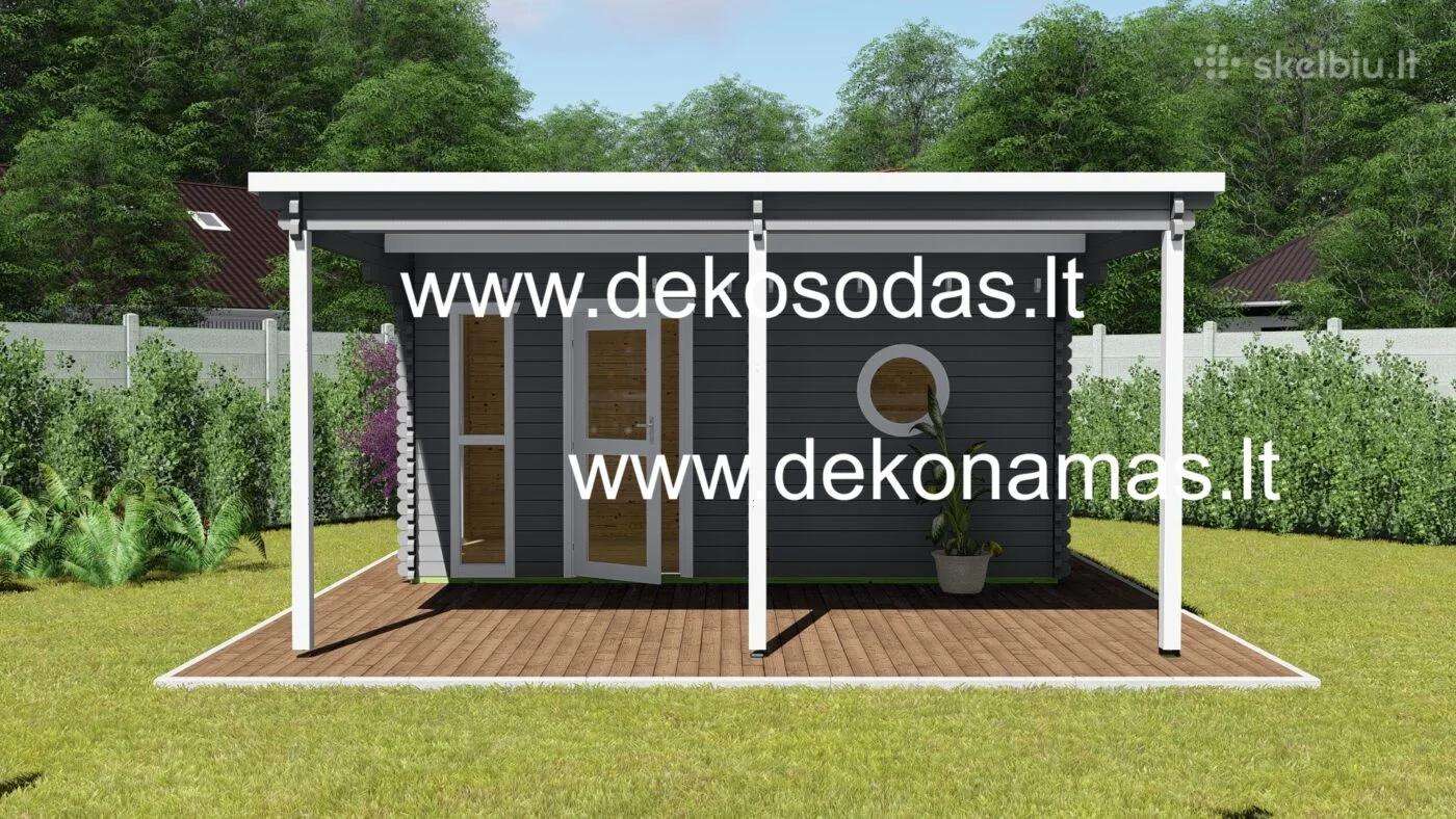 Medinė pirtis„tera Hot“ 4,80x2,40m su terasa, 45mm