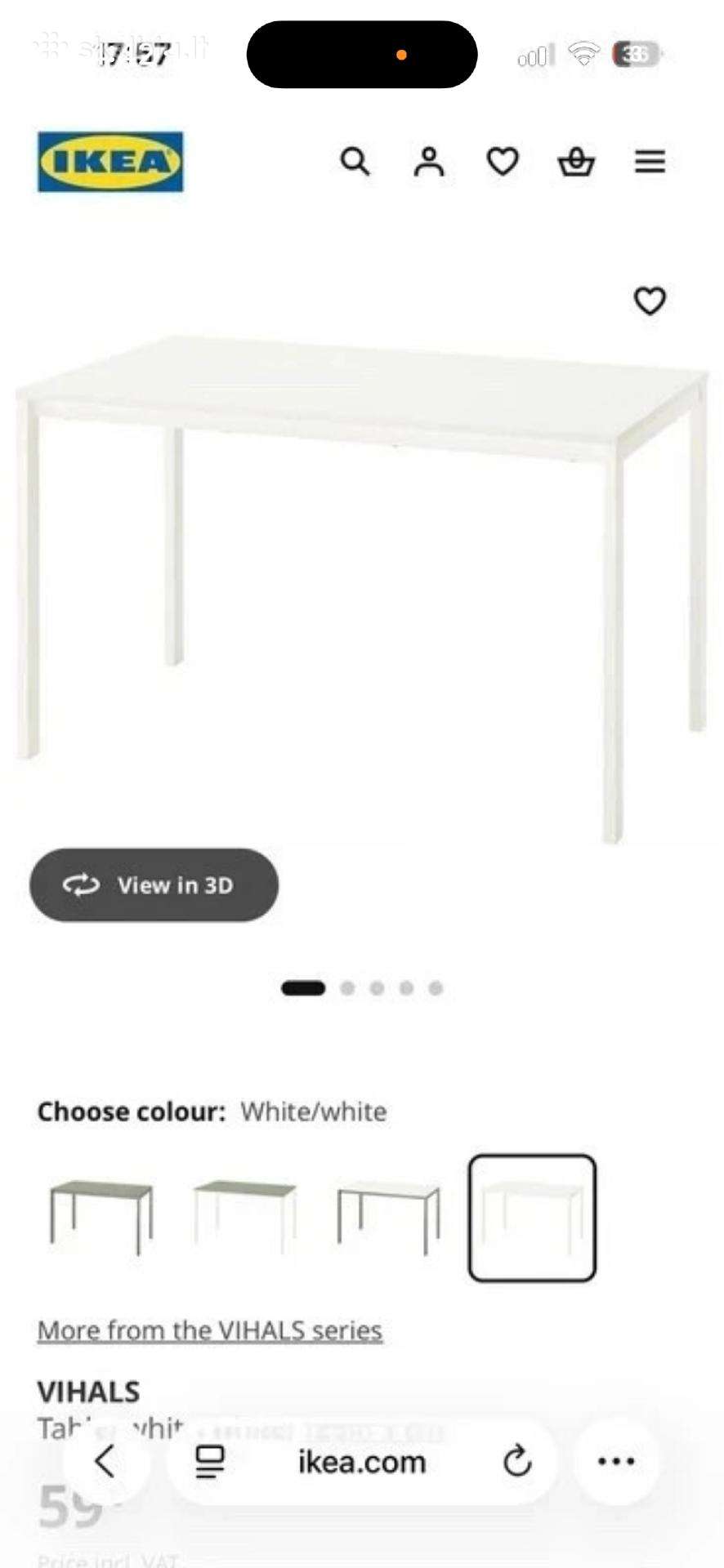 Ikea Vihals baltas stalas 125x74