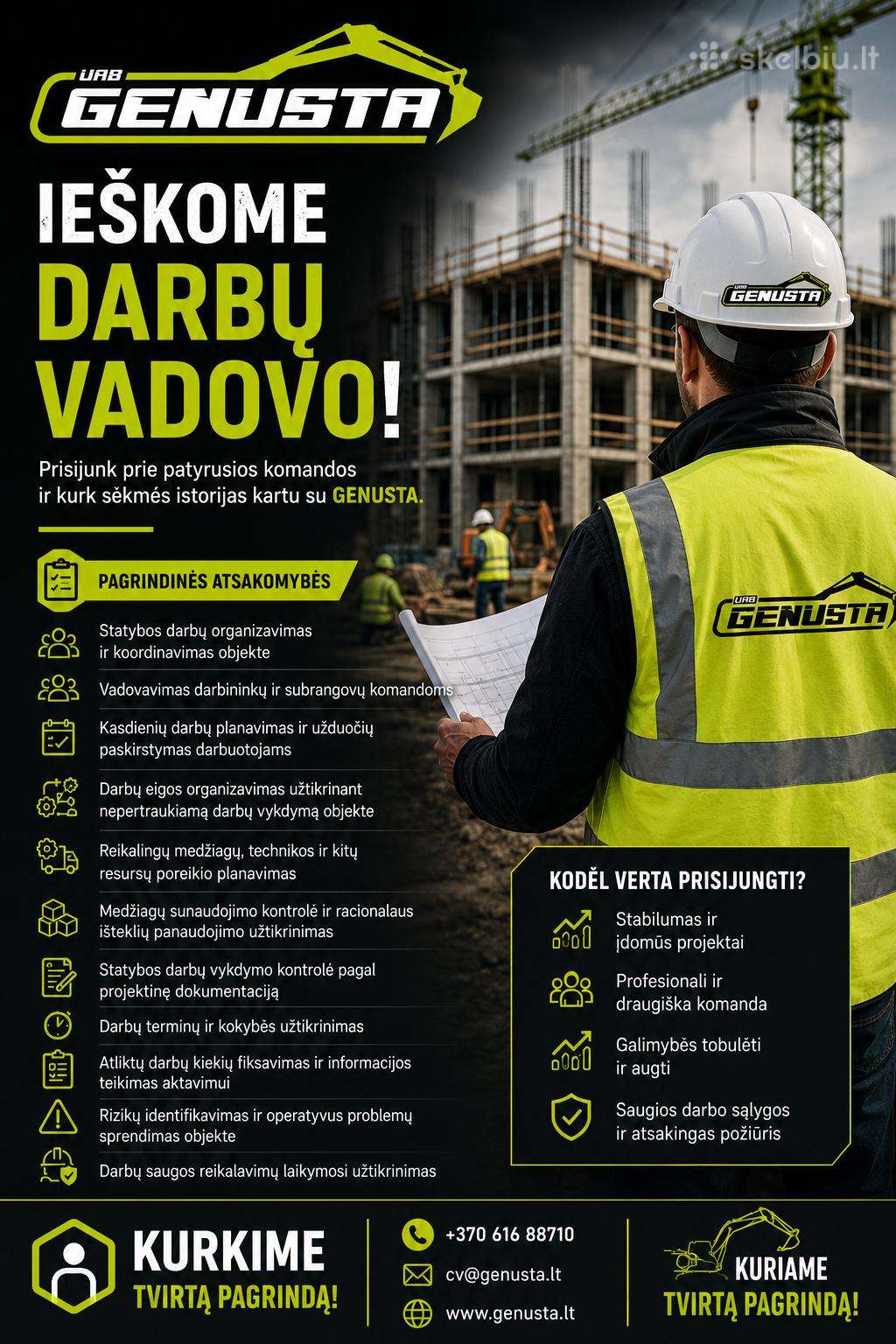 Statybos darbų vadovas (-ė)